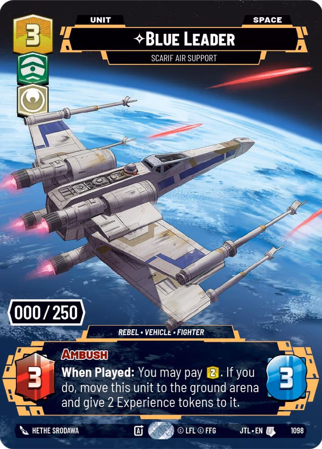 Blue Leader - Scarif Air Support JTL-1098 Prestige Serialized Star Wars Unlimited card