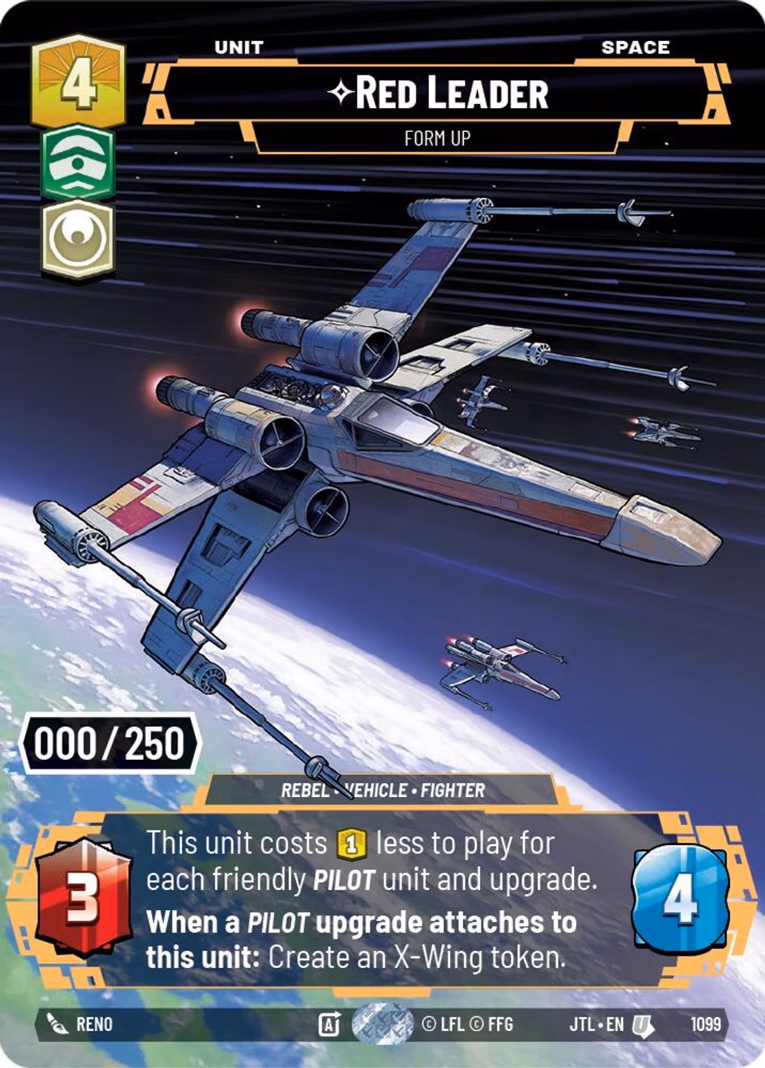 Red Leader - Form Up JTL-1099 Prestige Serialized Star Wars Unlimited card
