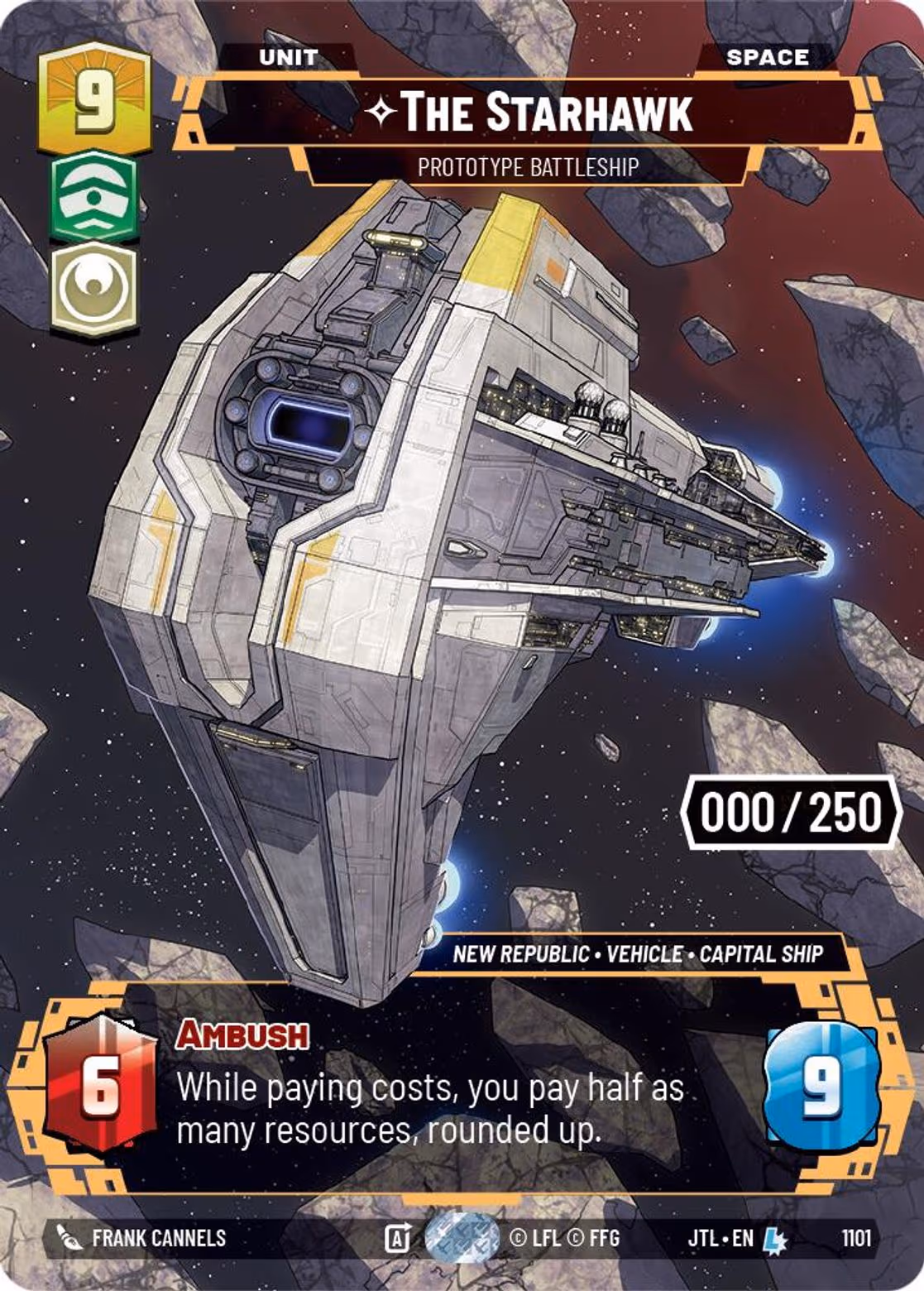 The Starhawk - Prototype Battleship JTL-1101 Prestige Serialized Star Wars Unlimited card