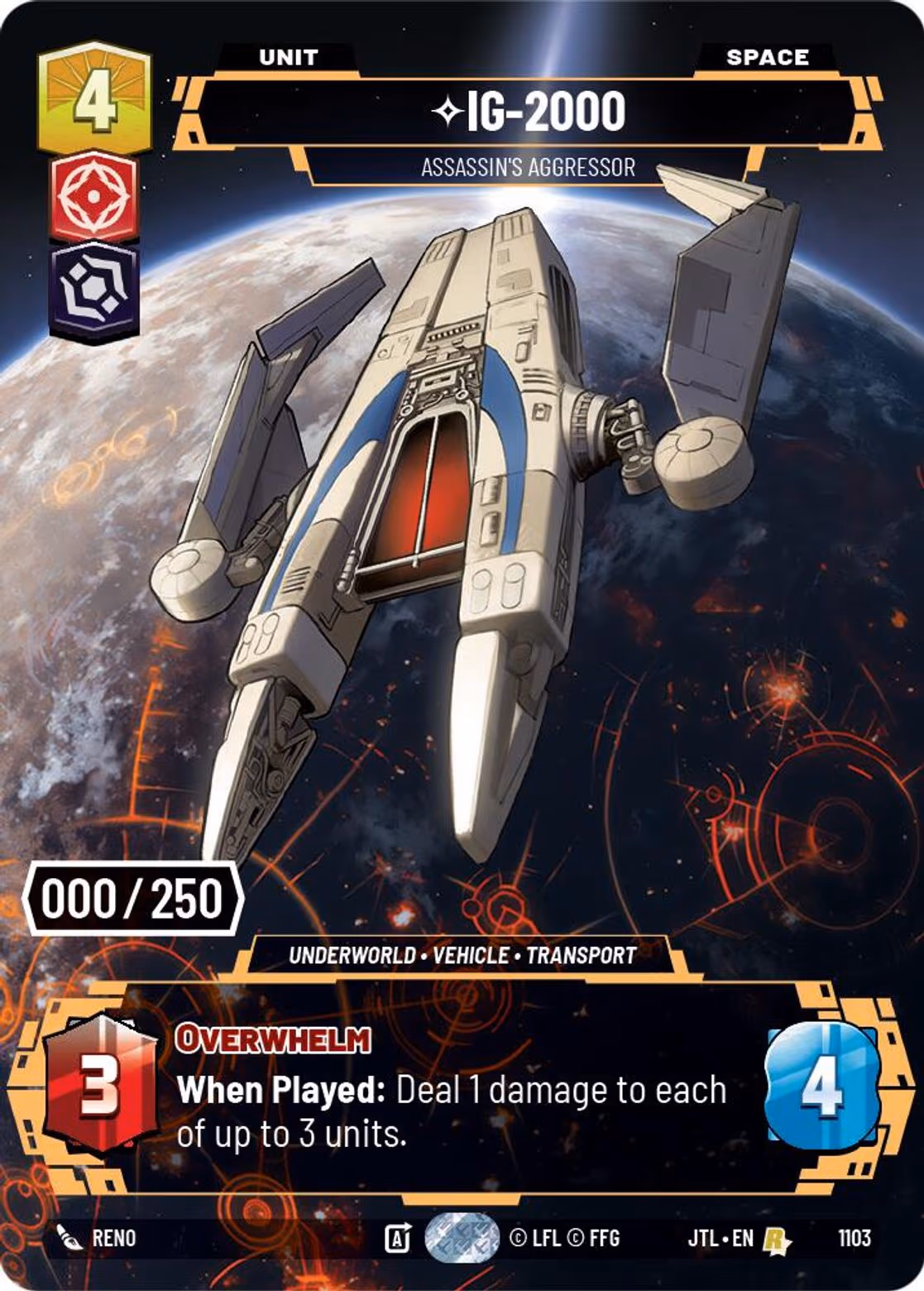 IG-2000 - Assassin's Aggressor JTL-1103 Prestige Serialized Star Wars Unlimited card