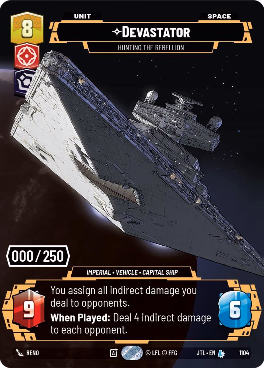 Devastator - Hunting the Rebellion JTL-1104 Prestige Serialized Star Wars Unlimited card