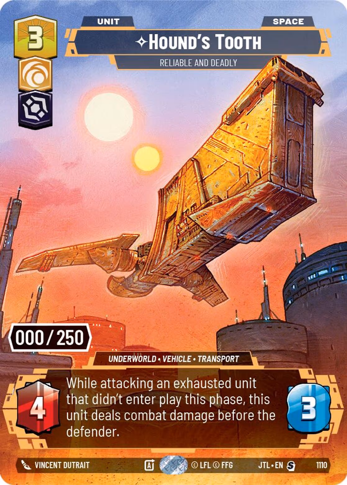 Hound's Tooth - Reliable and Deadly JTL-1110 Prestige Serialized Star Wars Unlimited card