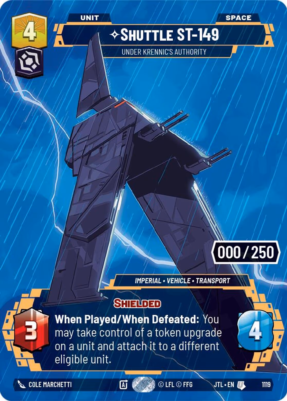 Shuttle ST-149 - Under Krennic's Authority JTL-1119 Prestige Serialized Star Wars Unlimited card