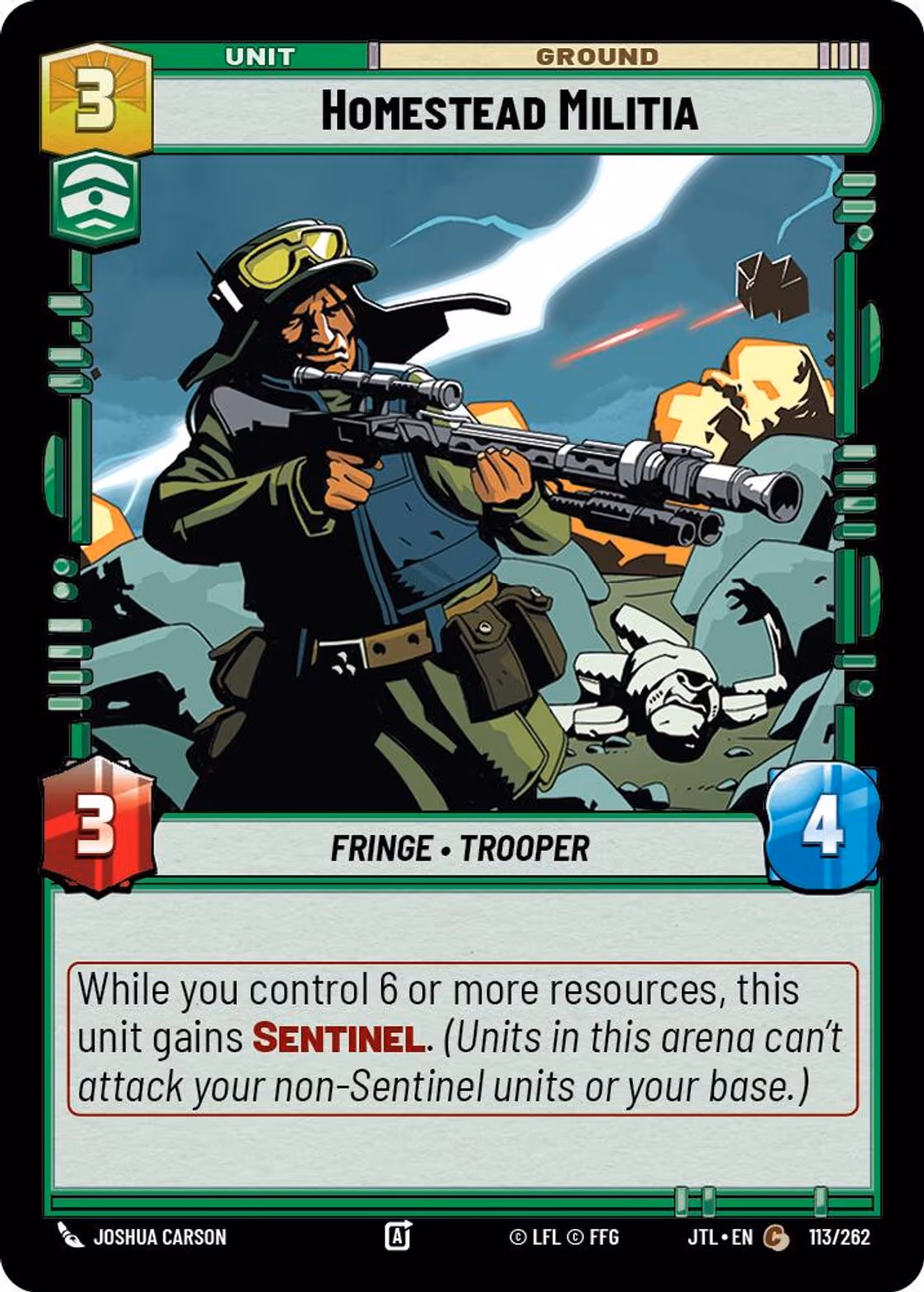 Homestead Militia JTL-113 Star Wars Unlimited card