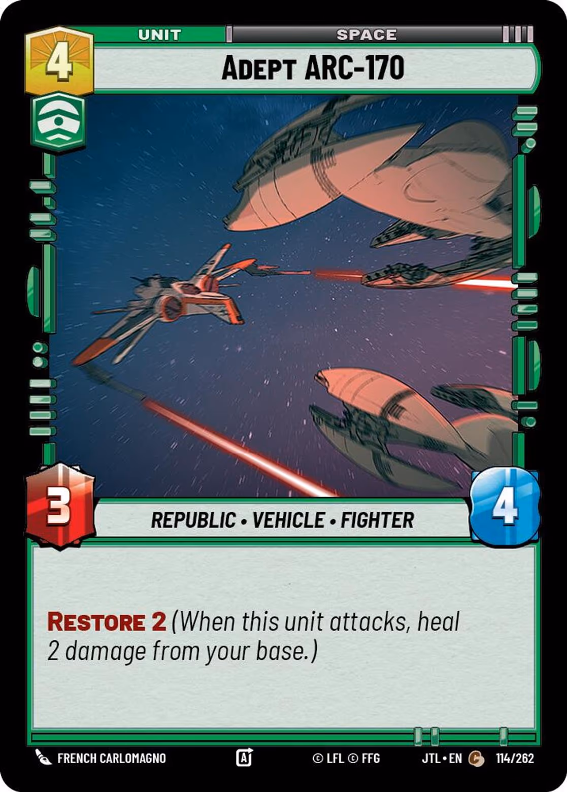 Adept ARC-170 JTL-114 Star Wars Unlimited card