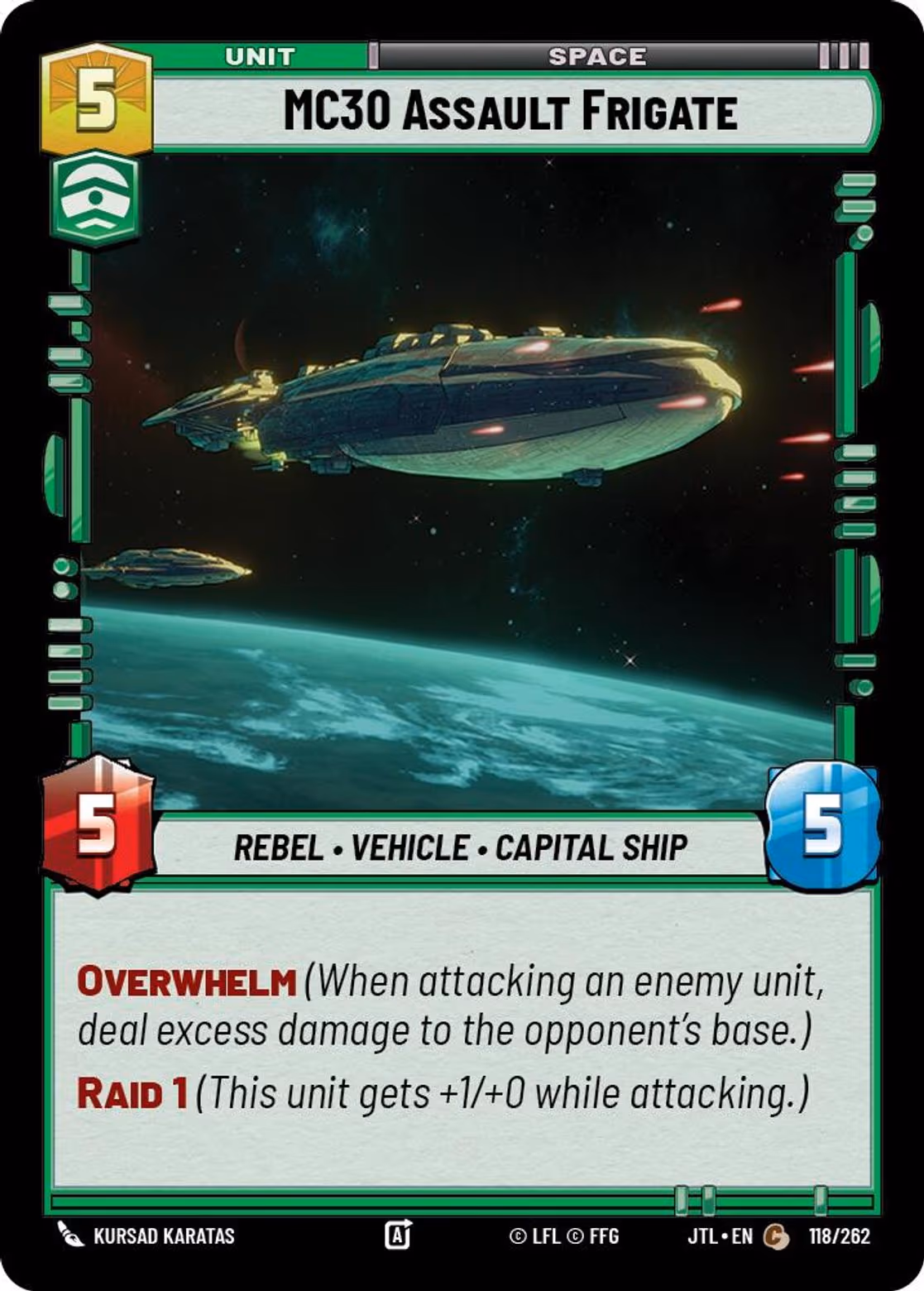 MC30 Assault Frigate JTL-118 Star Wars Unlimited card