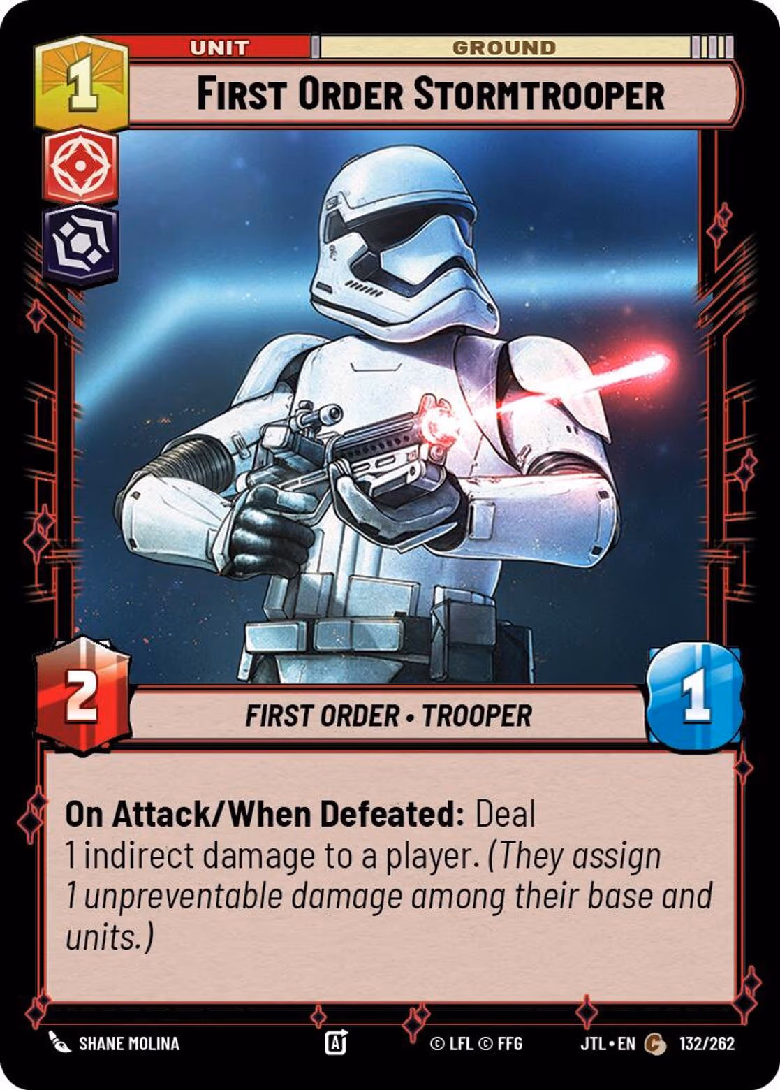 First Order Stormtrooper JTL-132 Star Wars Unlimited card