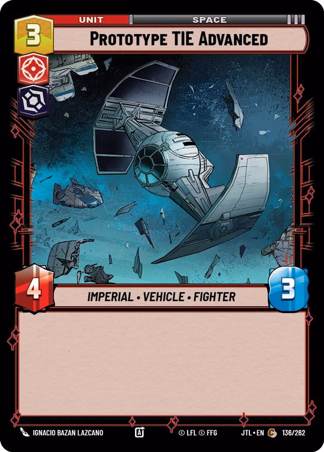Prototype TIE Advanced JTL-136 Star Wars Unlimited card