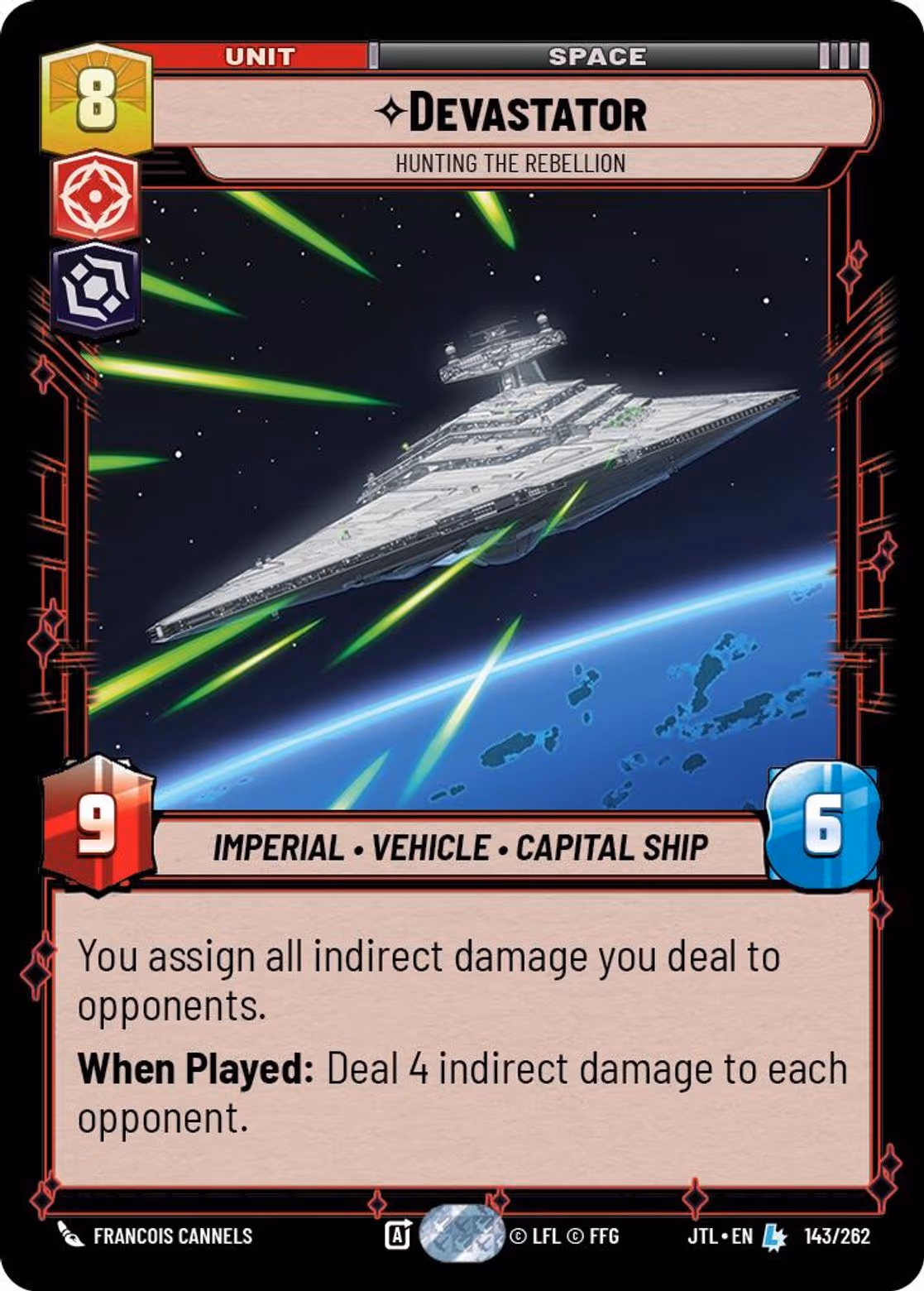 Devastator - Hunting the Rebellion JTL-143 Star Wars Unlimited card