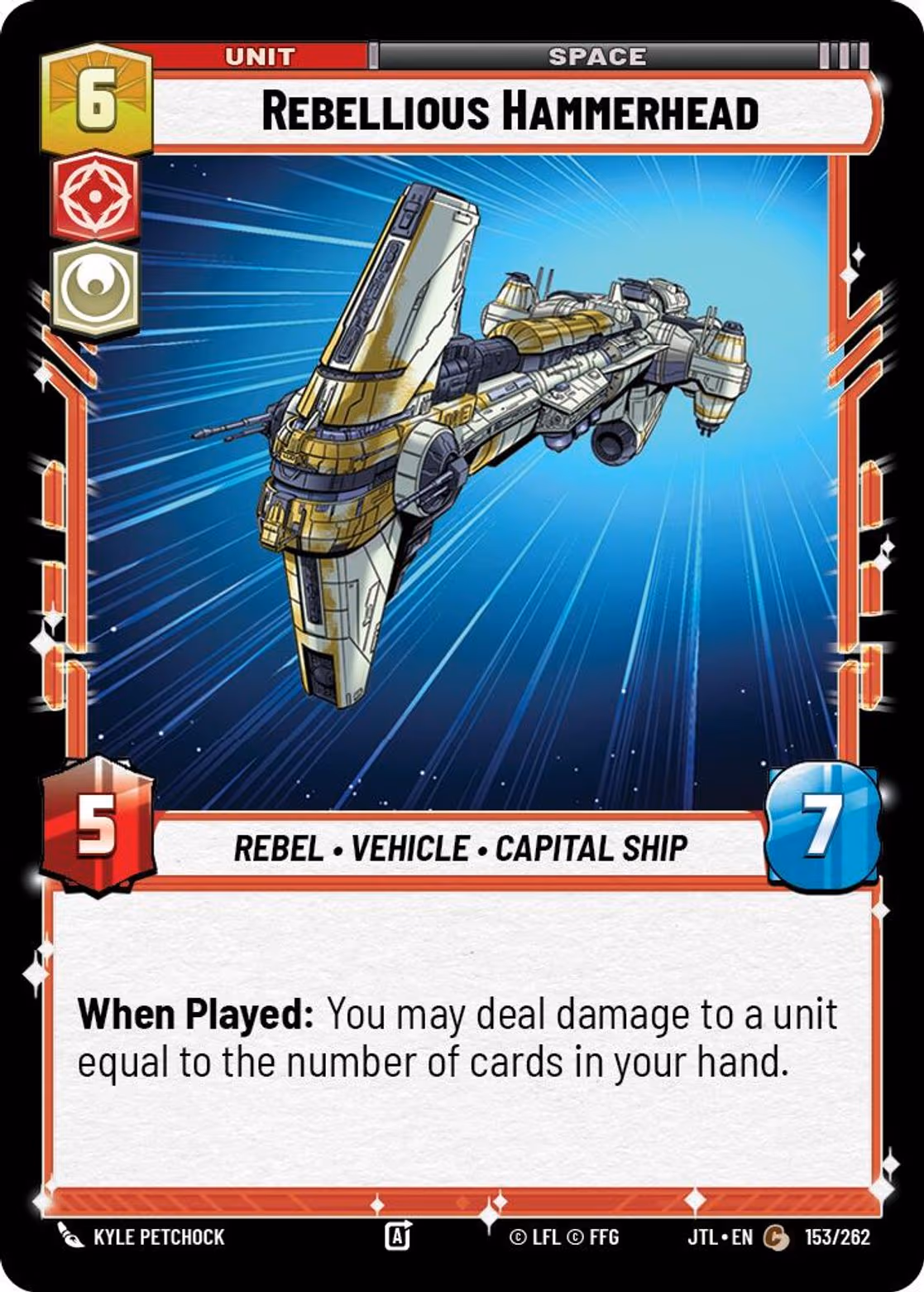 Rebellious Hammerhead JTL-153 Star Wars Unlimited card