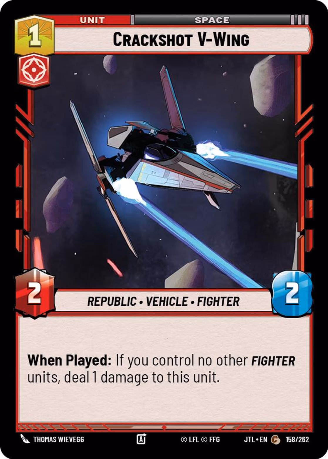 Crackshot V-Wing JTL-158 Star Wars Unlimited card