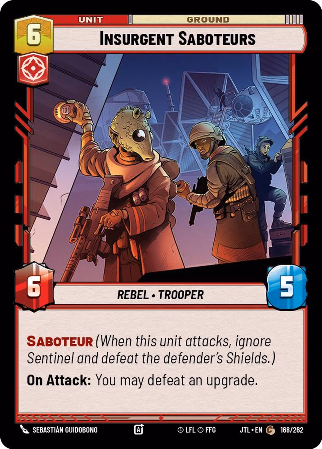 Insurgent Saboteurs JTL-168 Star Wars Unlimited card