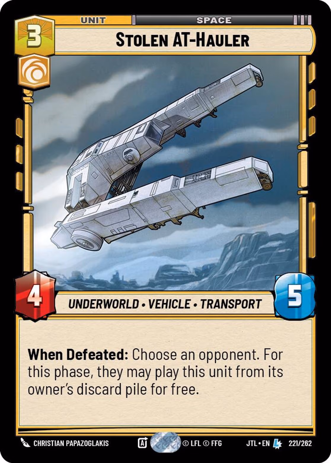 Stolen AT-Hauler JTL-221 Star Wars Unlimited card