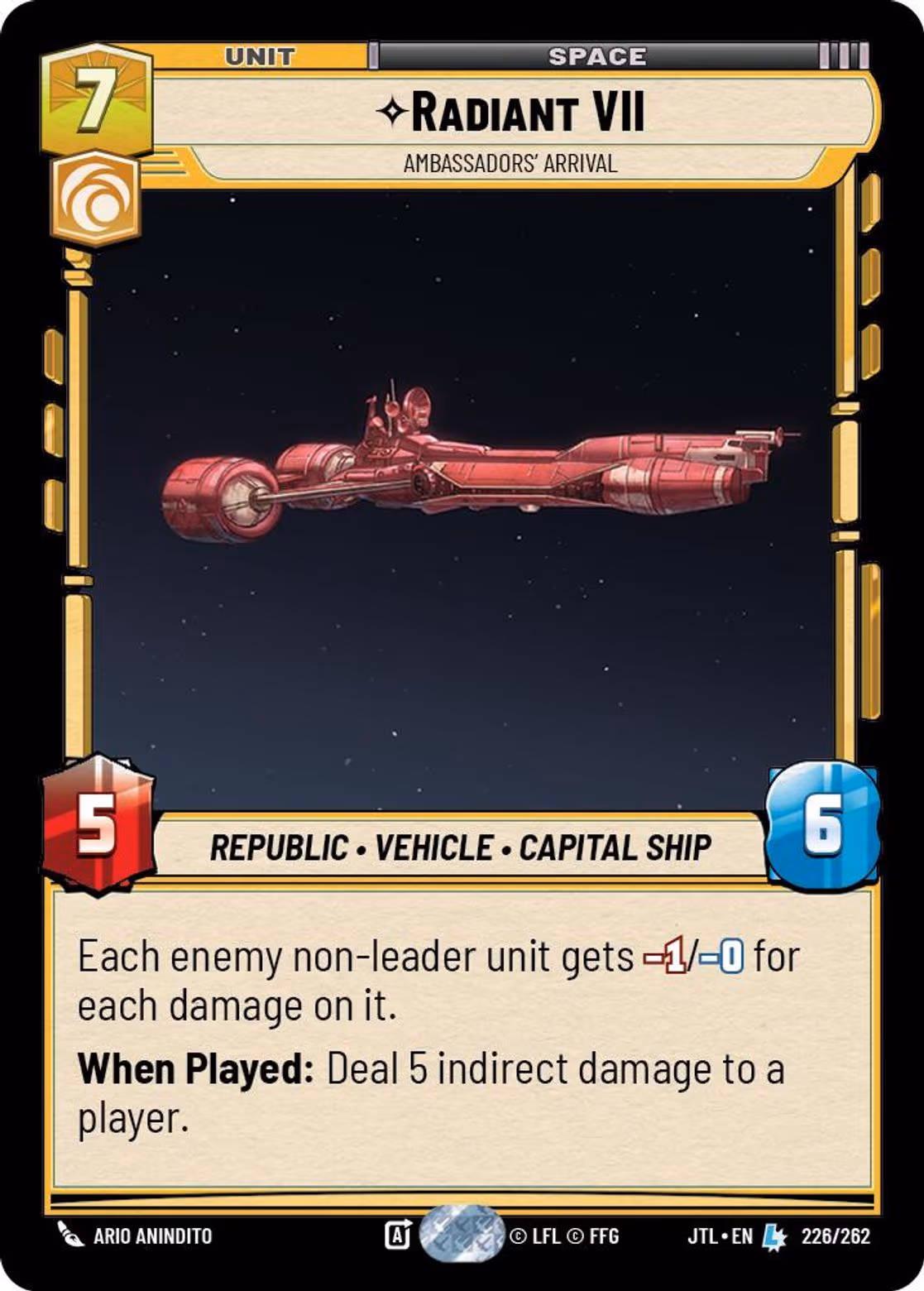 Radiant VII - Ambassadors' Arrival JTL-226 Star Wars Unlimited card