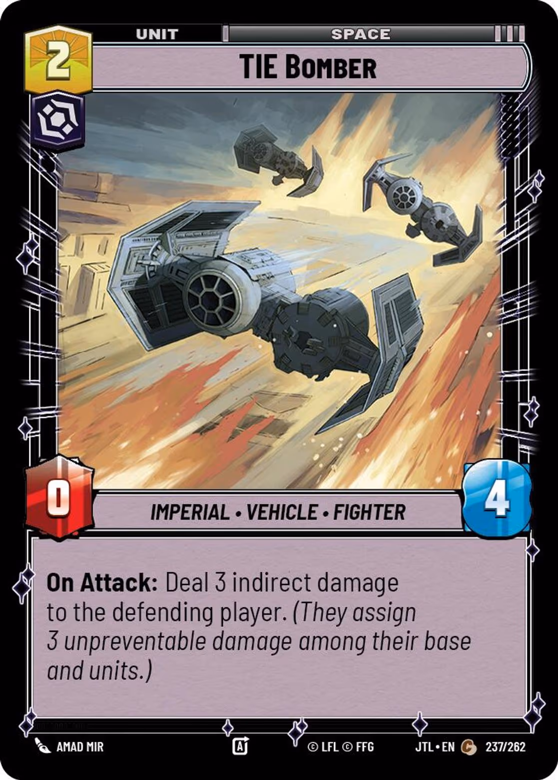 TIE Bomber JTL-237 Star Wars Unlimited card