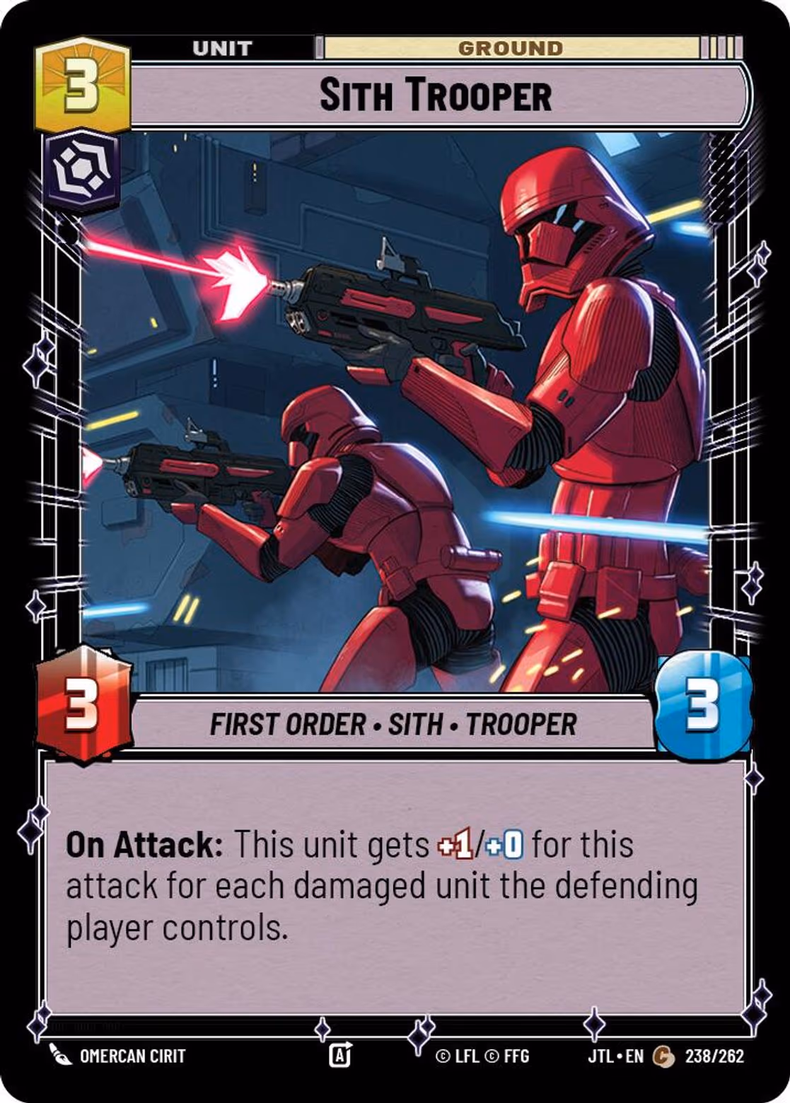 Sith Trooper JTL-238 Star Wars Unlimited card
