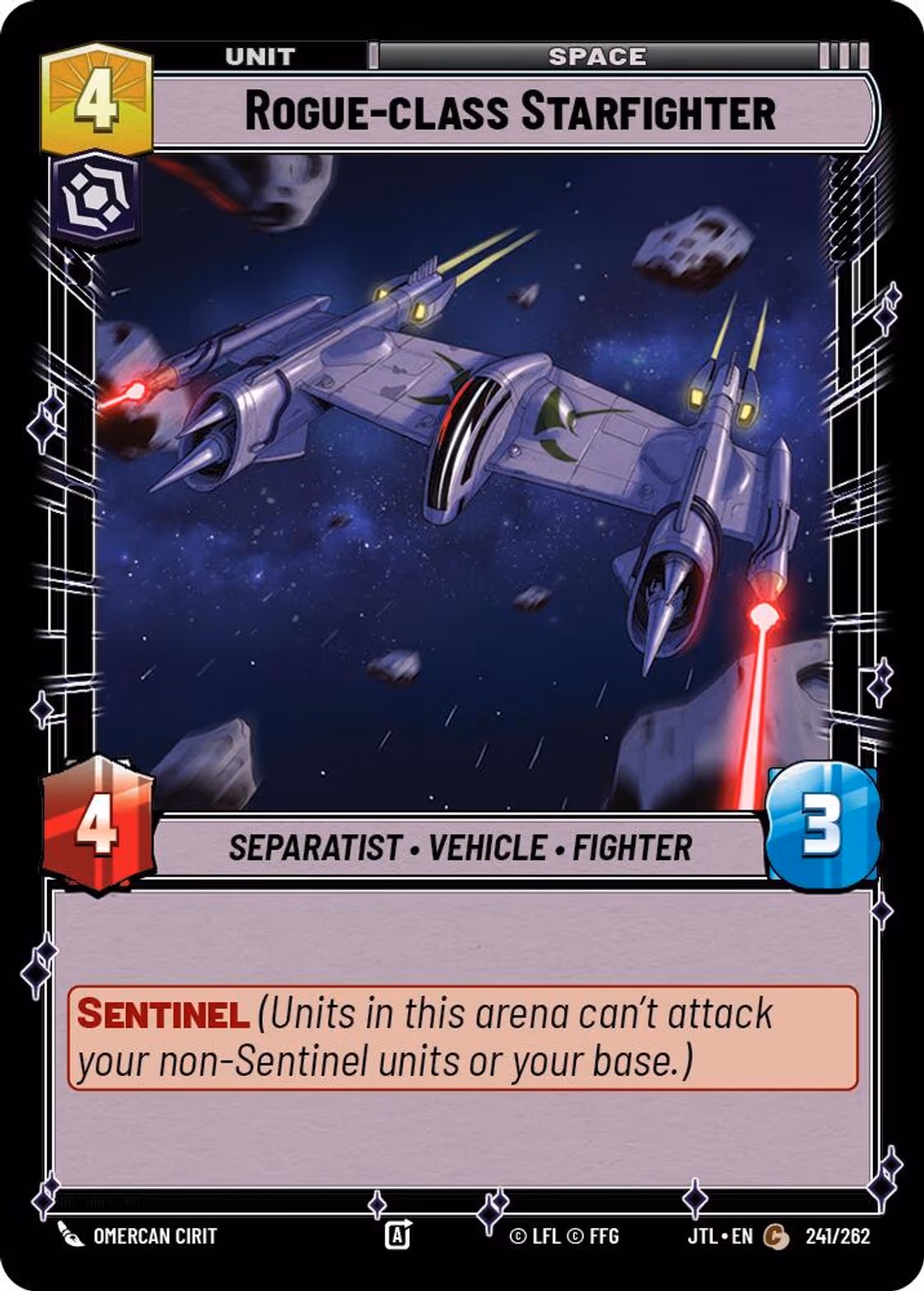 Rogue-class Starfighter JTL-241 Star Wars Unlimited card