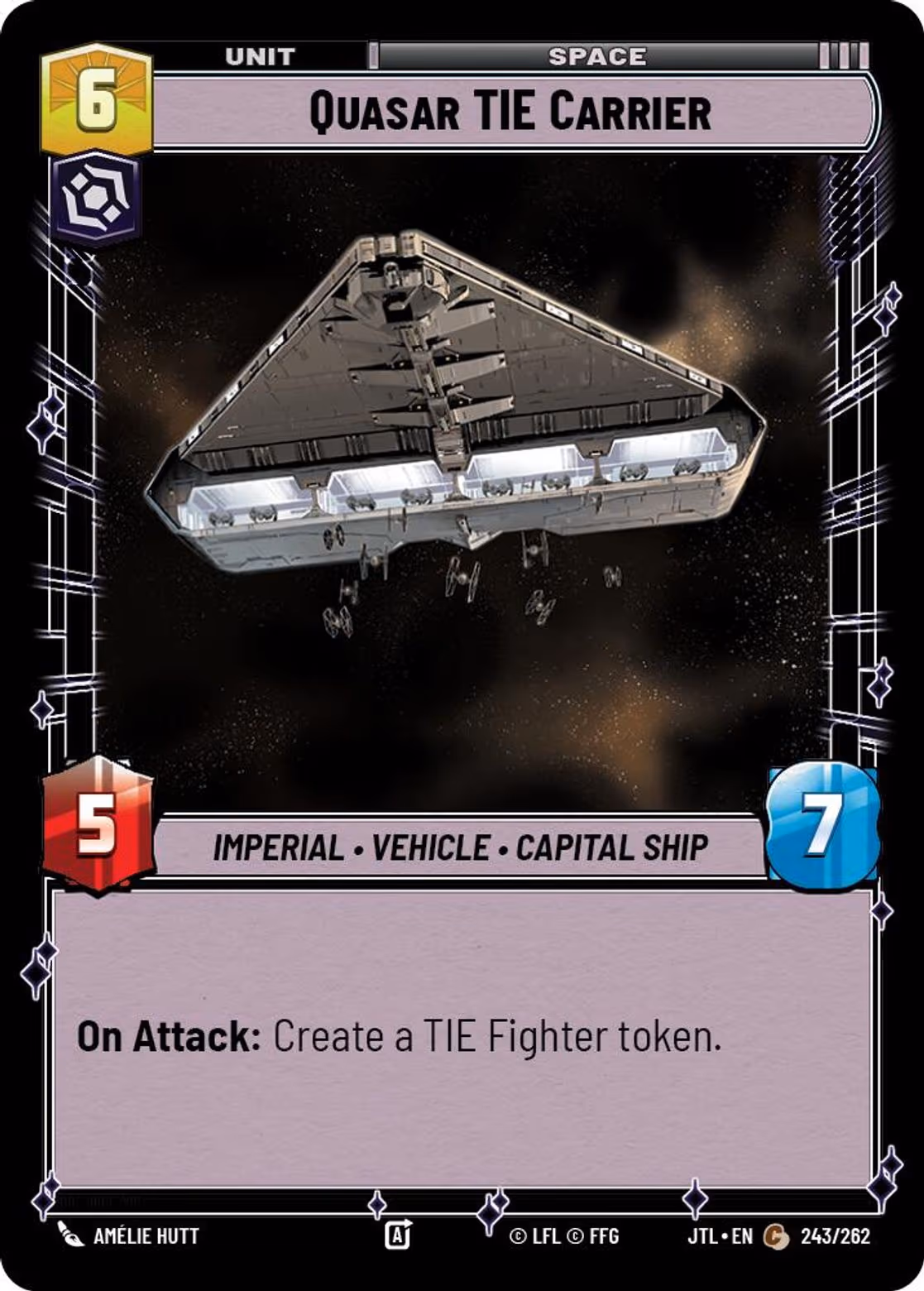 Quasar TIE Carrier JTL-243 Star Wars Unlimited card