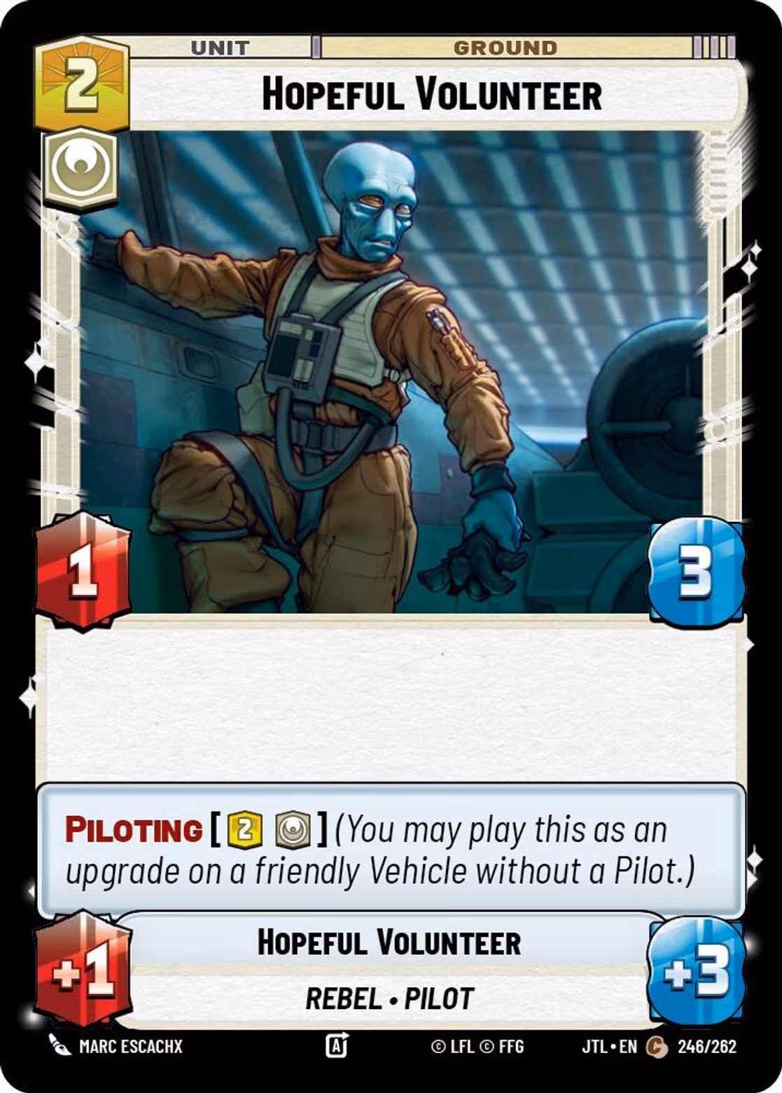 Hopeful Volunteer JTL-246 Star Wars Unlimited card