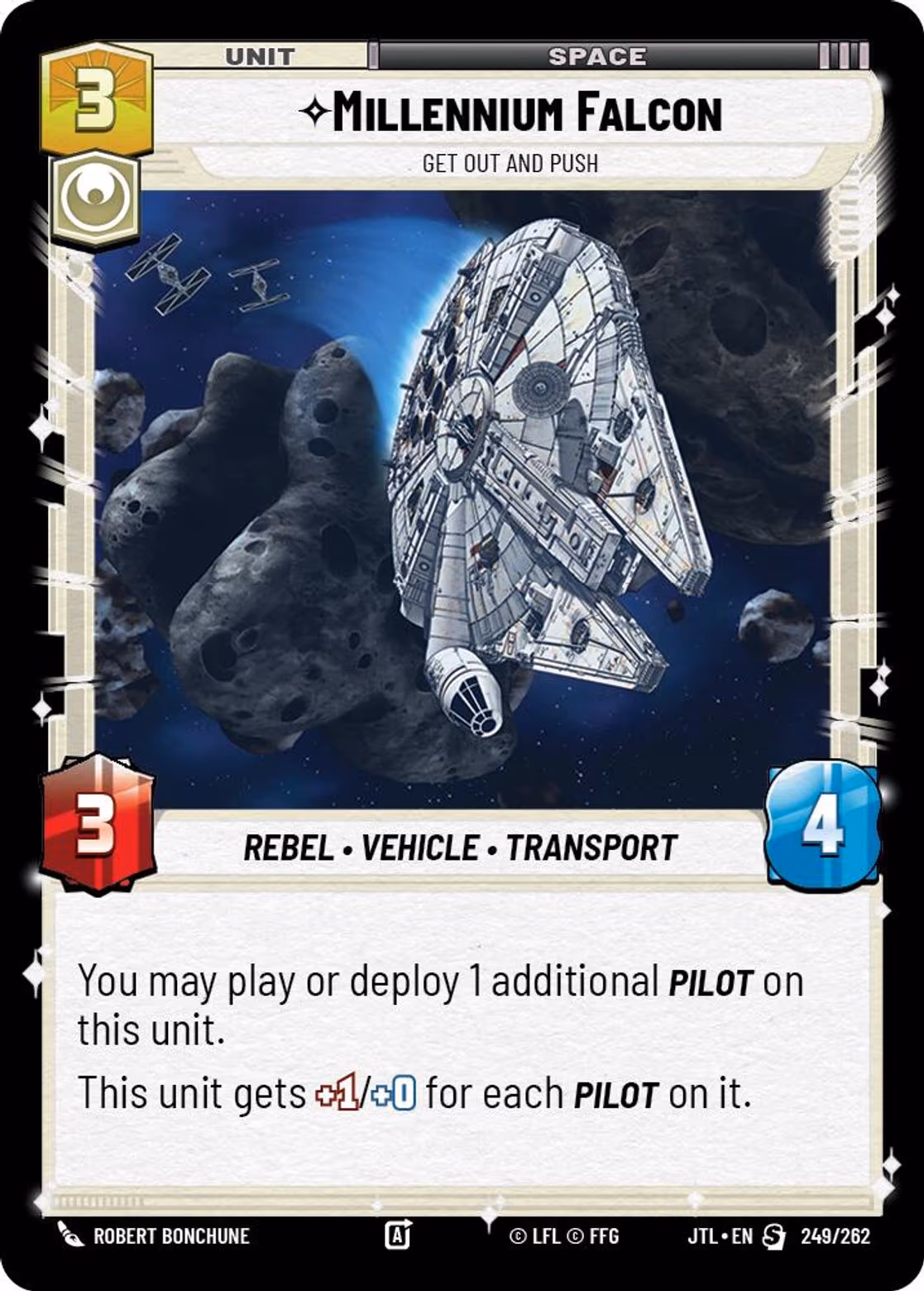 Millennium Falcon - Get Out And Push JTL-249 Star Wars Unlimited card