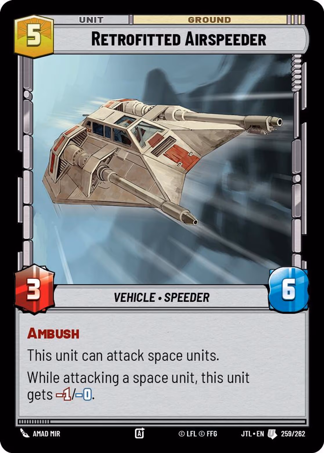 Retrofitted Airspeeder JTL-259 Star Wars Unlimited card