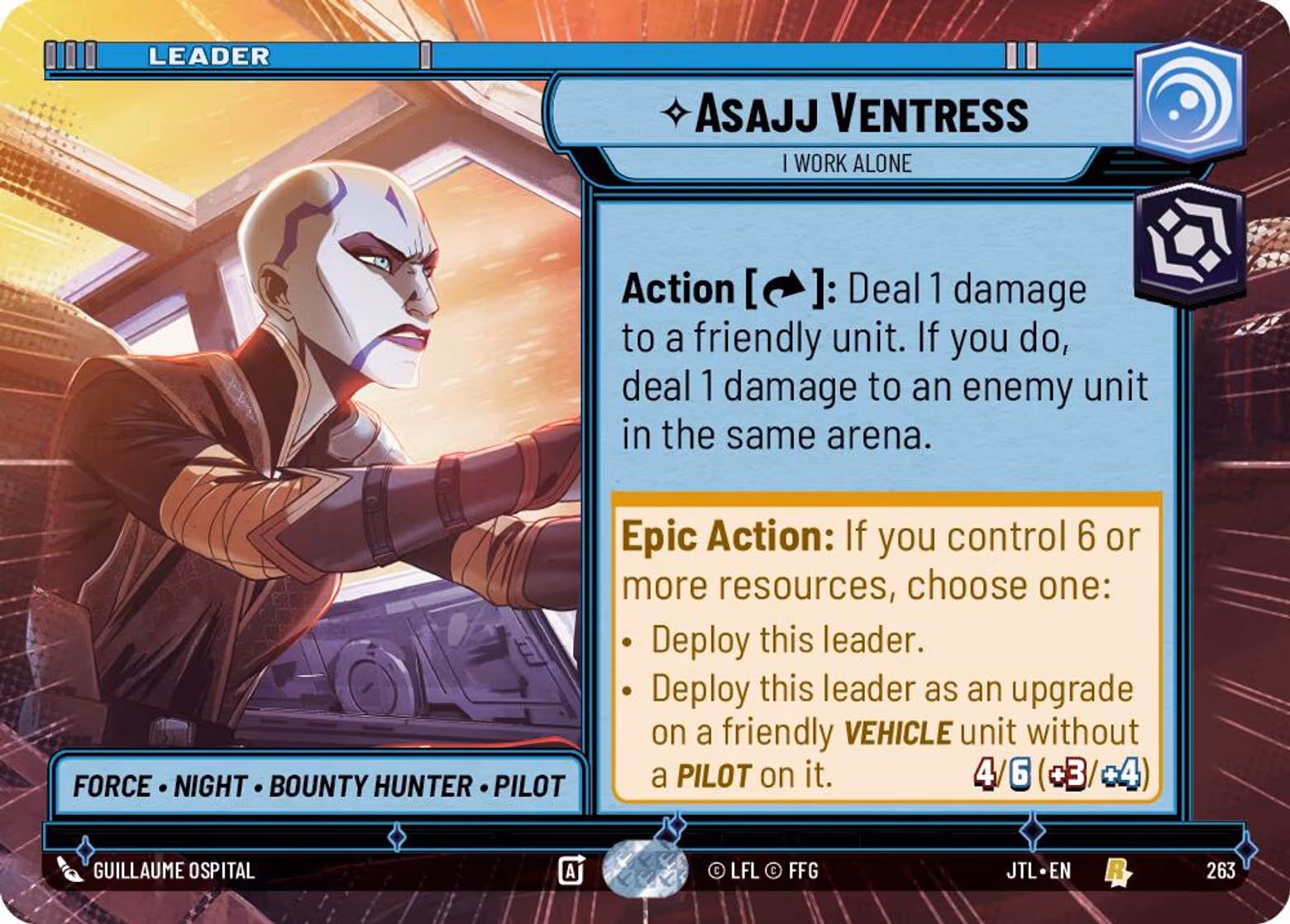 Asajj Ventress - I Work Alone JTL-263 Hyperspace Star Wars Unlimited card