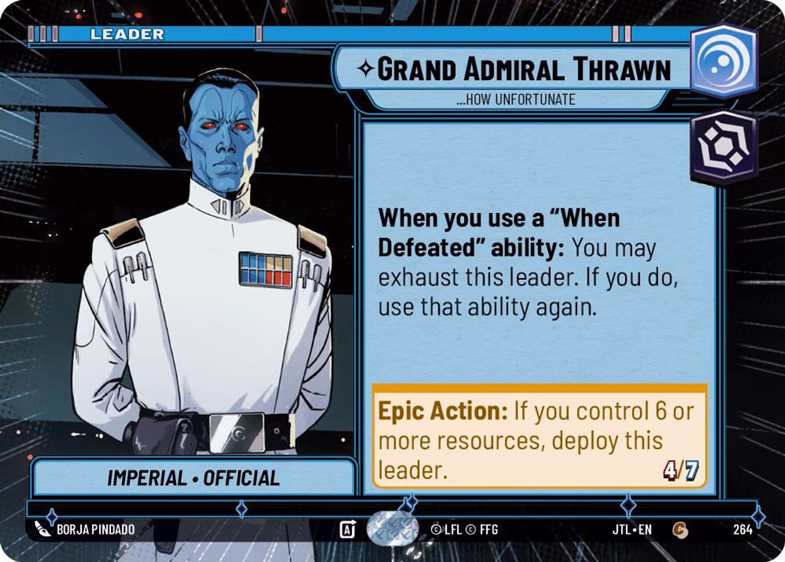Grand Admiral Thrawn - ...How Unfortunate JTL-264 Hyperspace Star Wars Unlimited card