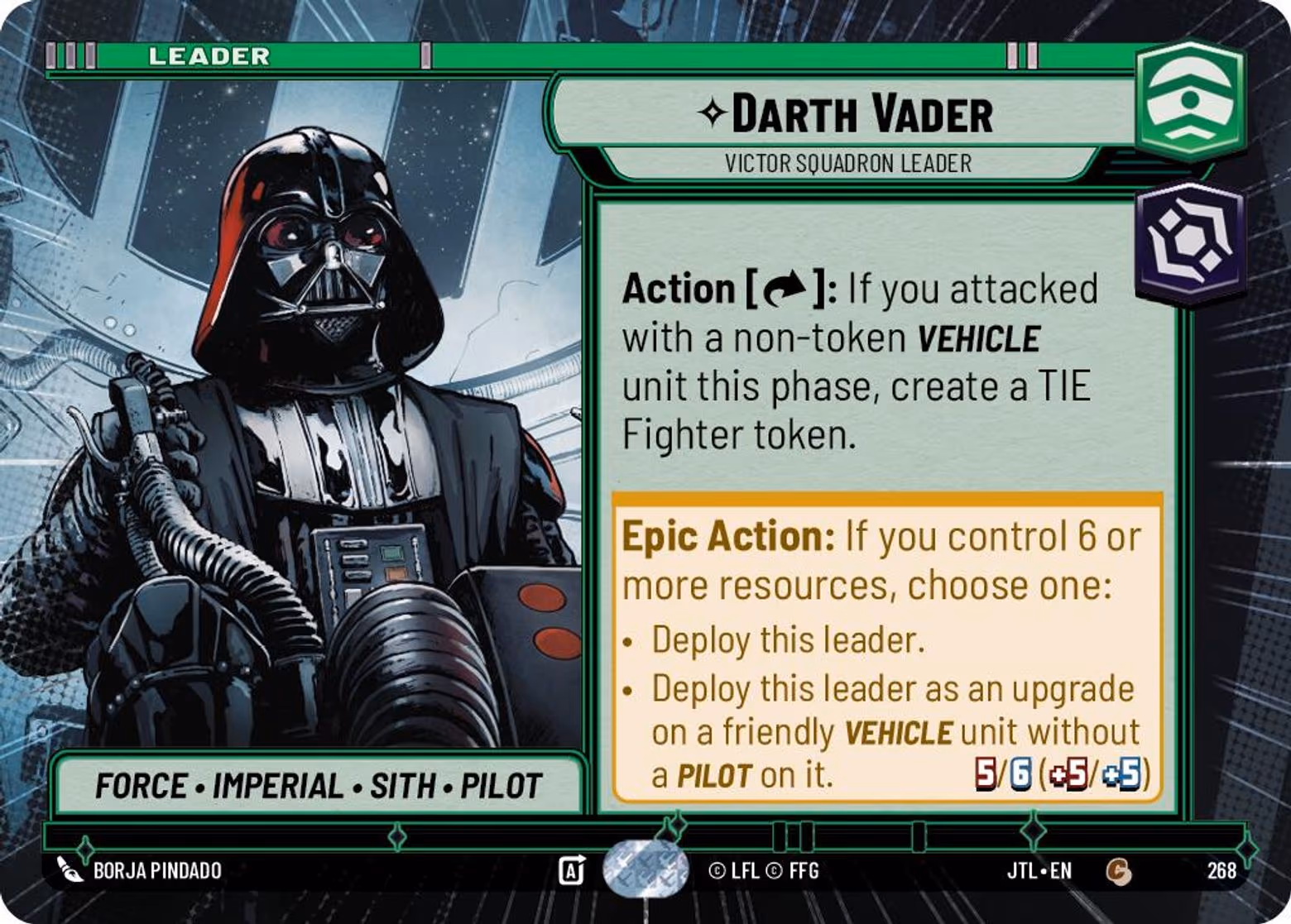 Darth Vader - Victor Squadron Leader JTL-268 Hyperspace Star Wars Unlimited card