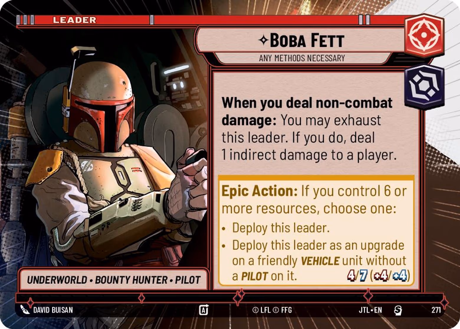 Boba Fett - Any Methods Necessary JTL-271 Hyperspace Star Wars Unlimited card