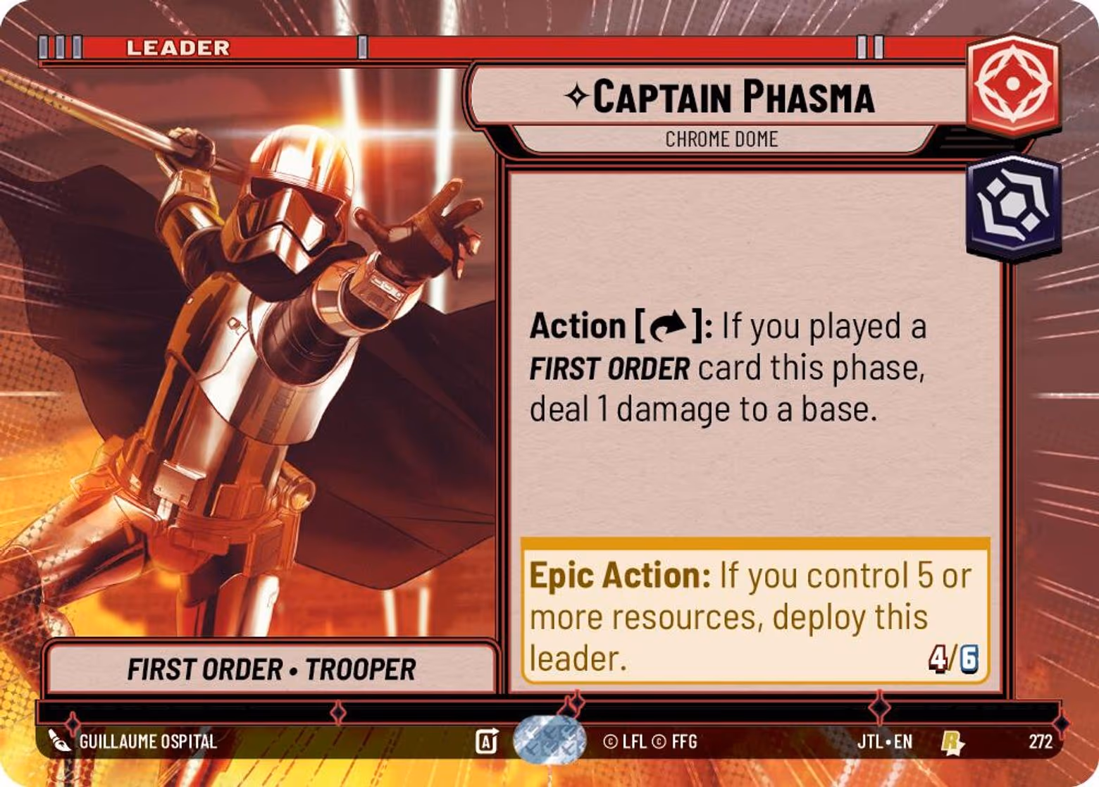 Captain Phasma - Chrome Dome JTL-272 Hyperspace Star Wars Unlimited card