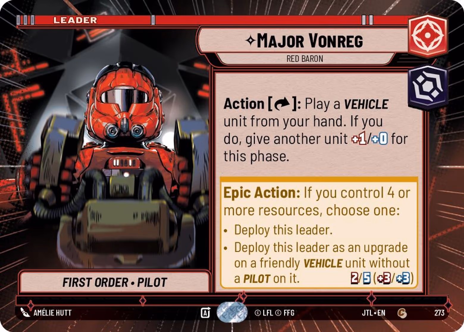 Major Vonreg - Red Baron JTL-273 Hyperspace Star Wars Unlimited card