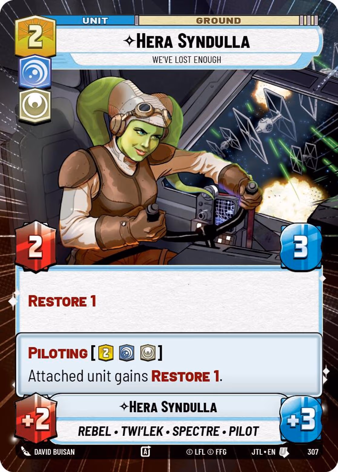 Hera Syndulla - We've Lost Enough JTL-307 Hyperspace Star Wars Unlimited card