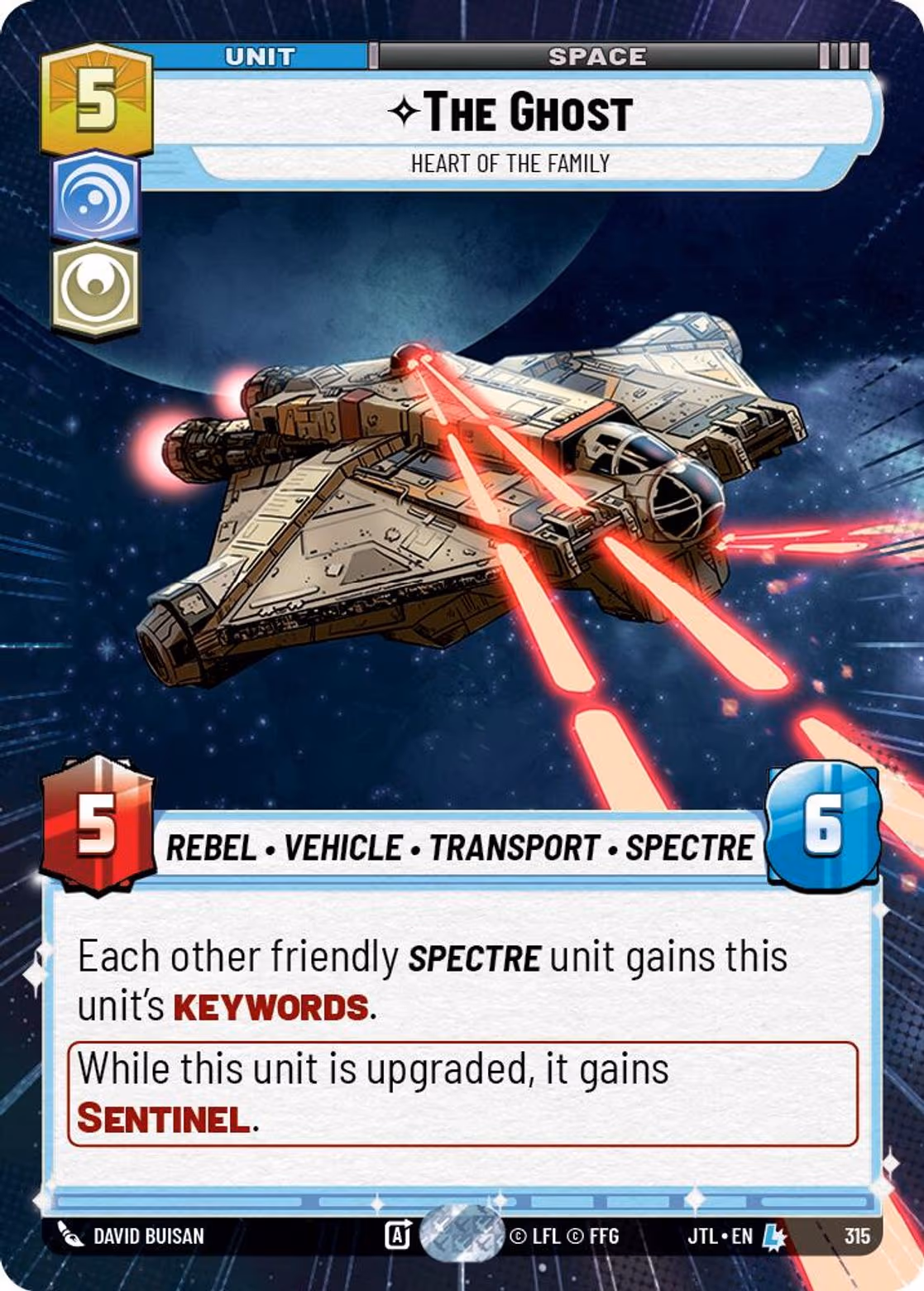 The Ghost - Heart of the Family JTL-315 Hyperspace Star Wars Unlimited card