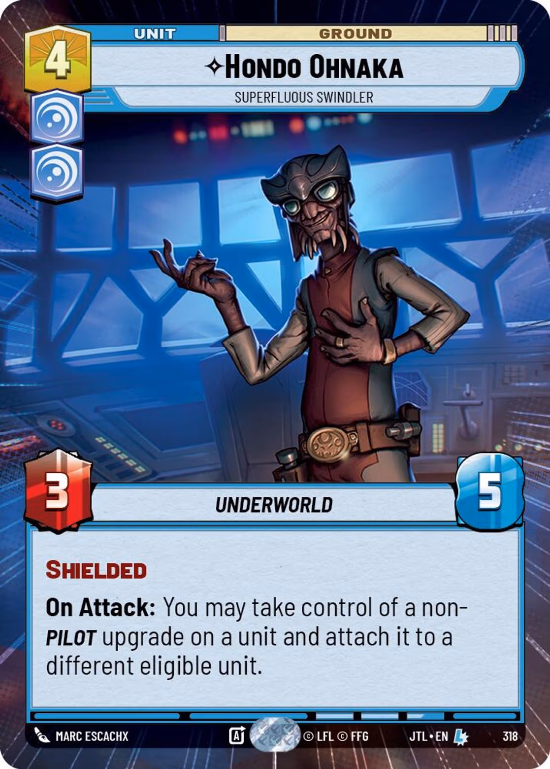 Hondo Ohnaka - Superfluous Swindler JTL-318 Hyperspace Star Wars Unlimited card