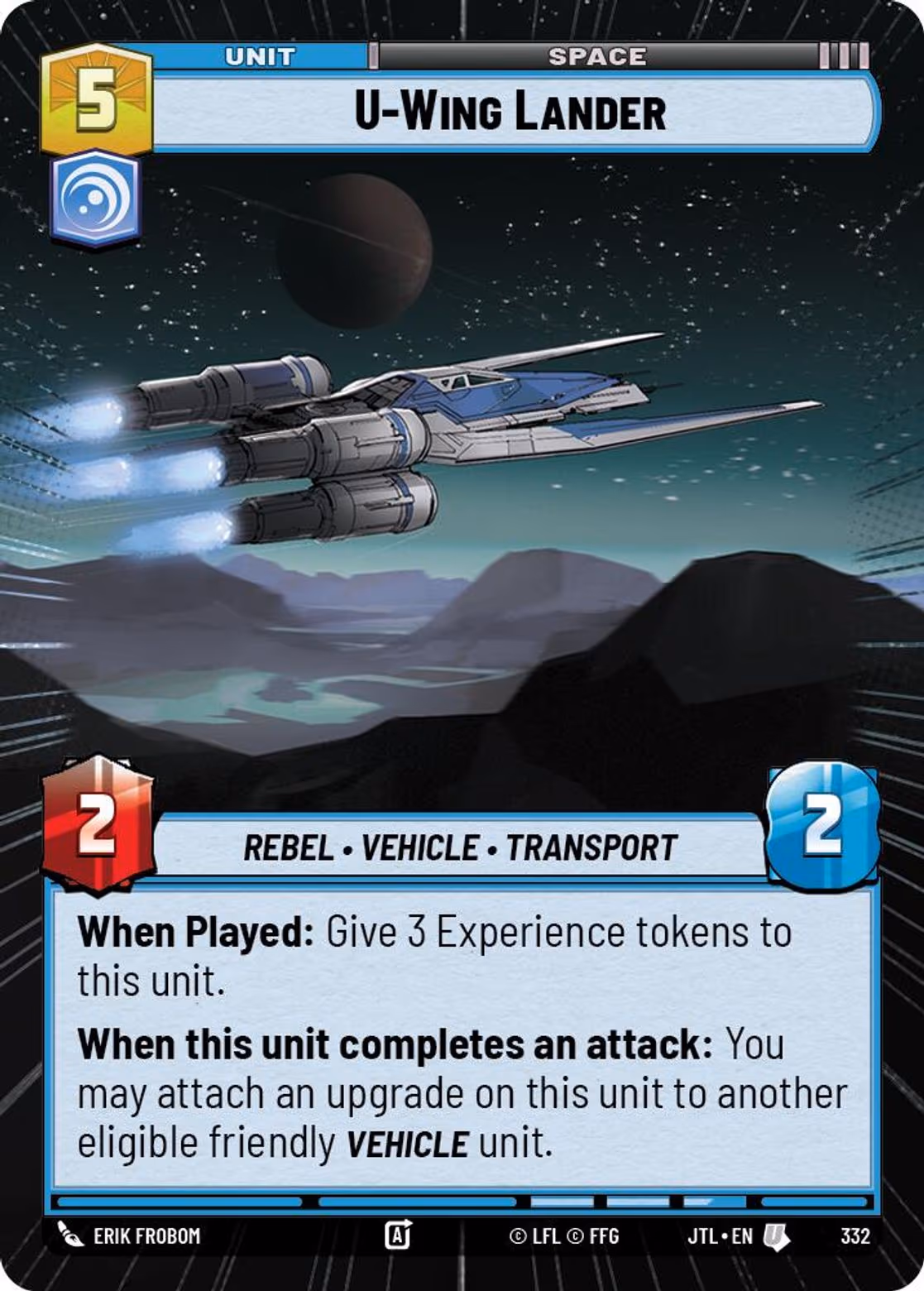 U-Wing Lander JTL-332 Hyperspace Star Wars Unlimited card