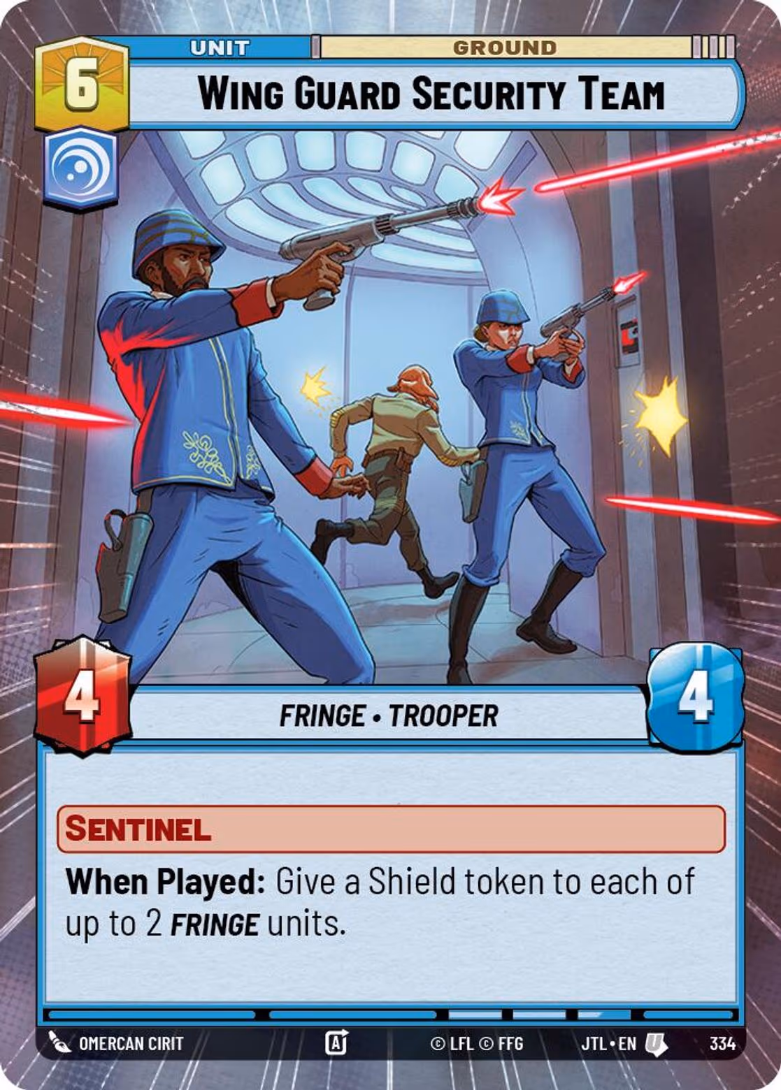 Wing Guard Security Team JTL-334 Hyperspace Star Wars Unlimited card