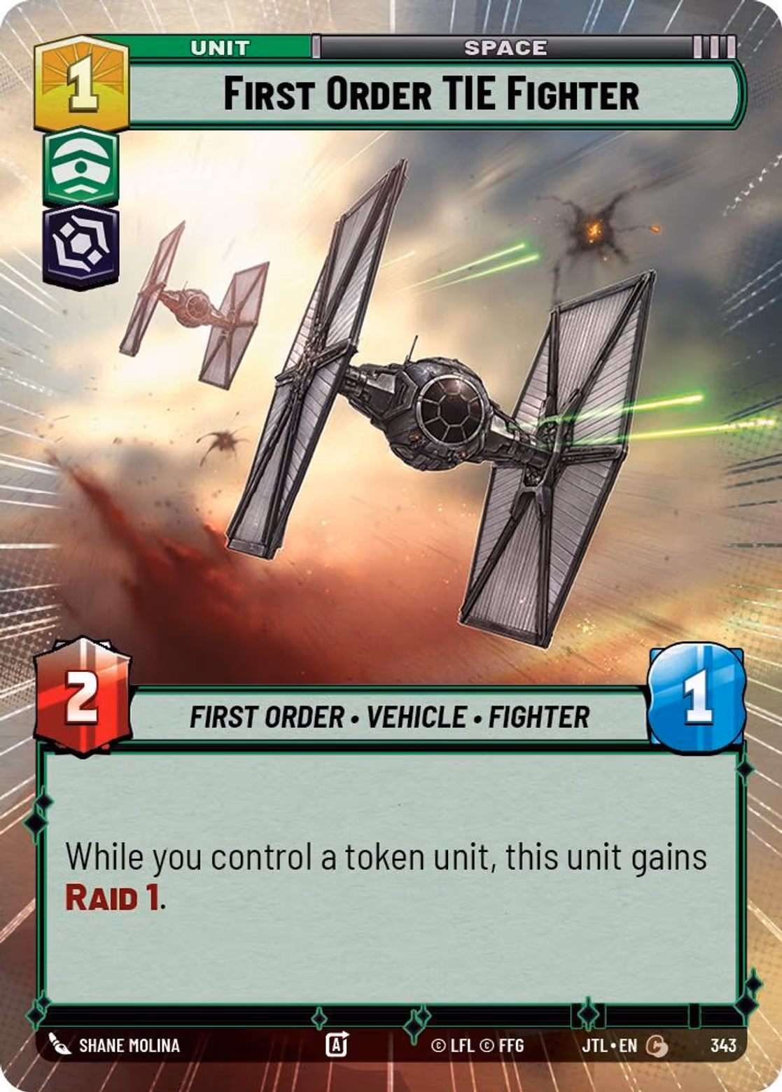 First Order TIE Fighter JTL-343 Hyperspace Star Wars Unlimited card
