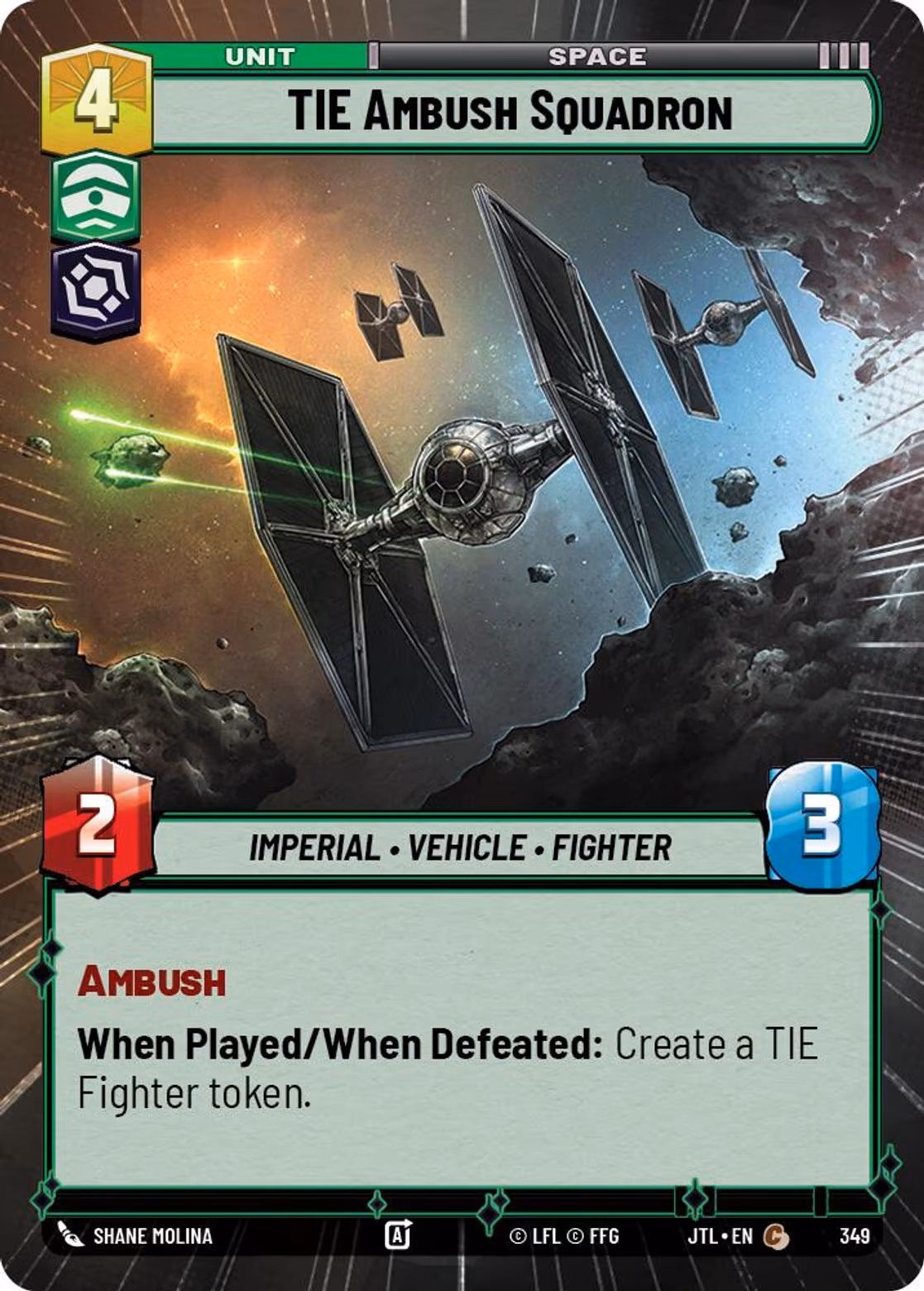 TIE Ambush Squadron JTL-349 Hyperspace Star Wars Unlimited card