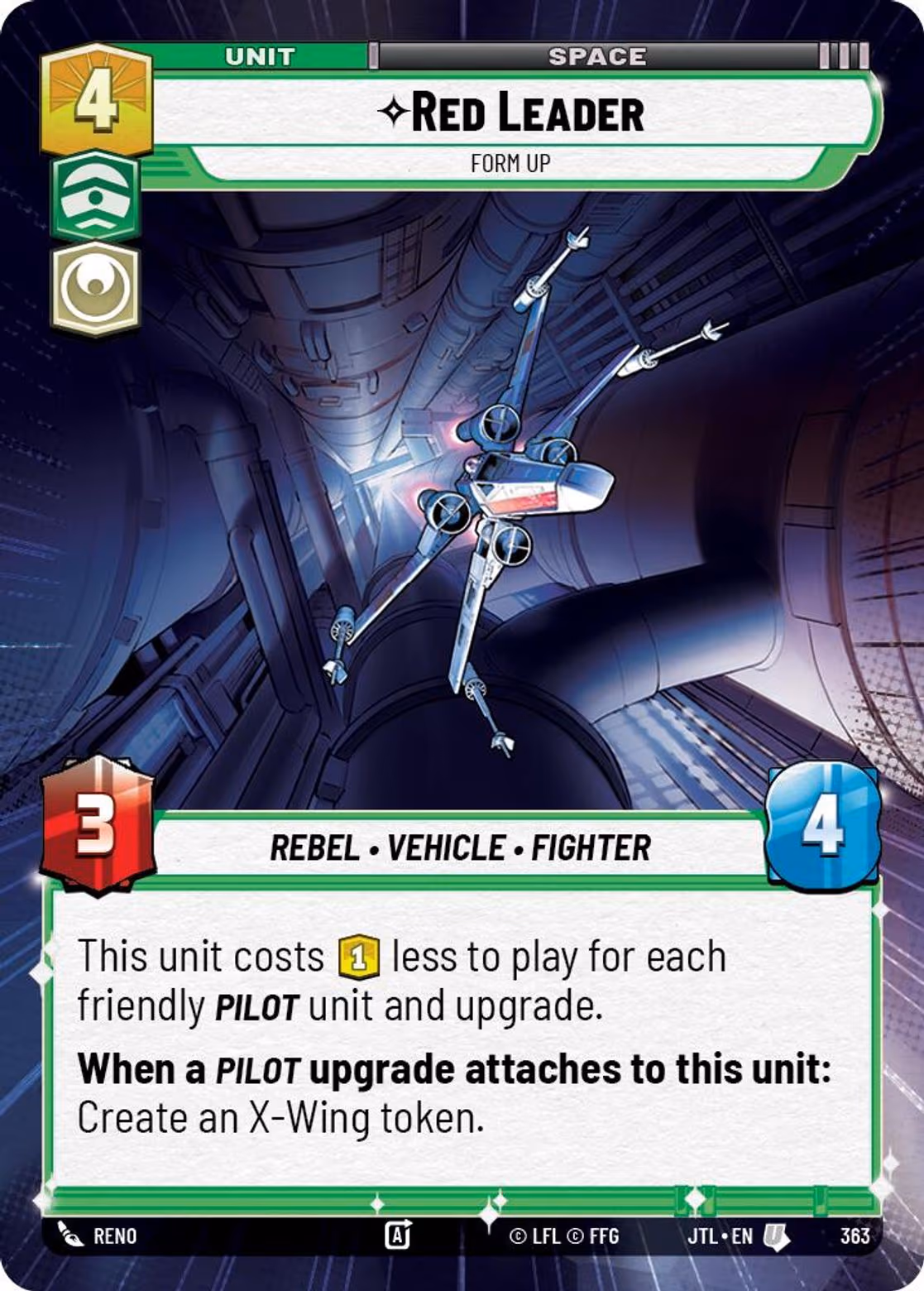 Red Leader - Form Up JTL-363 Hyperspace Star Wars Unlimited card