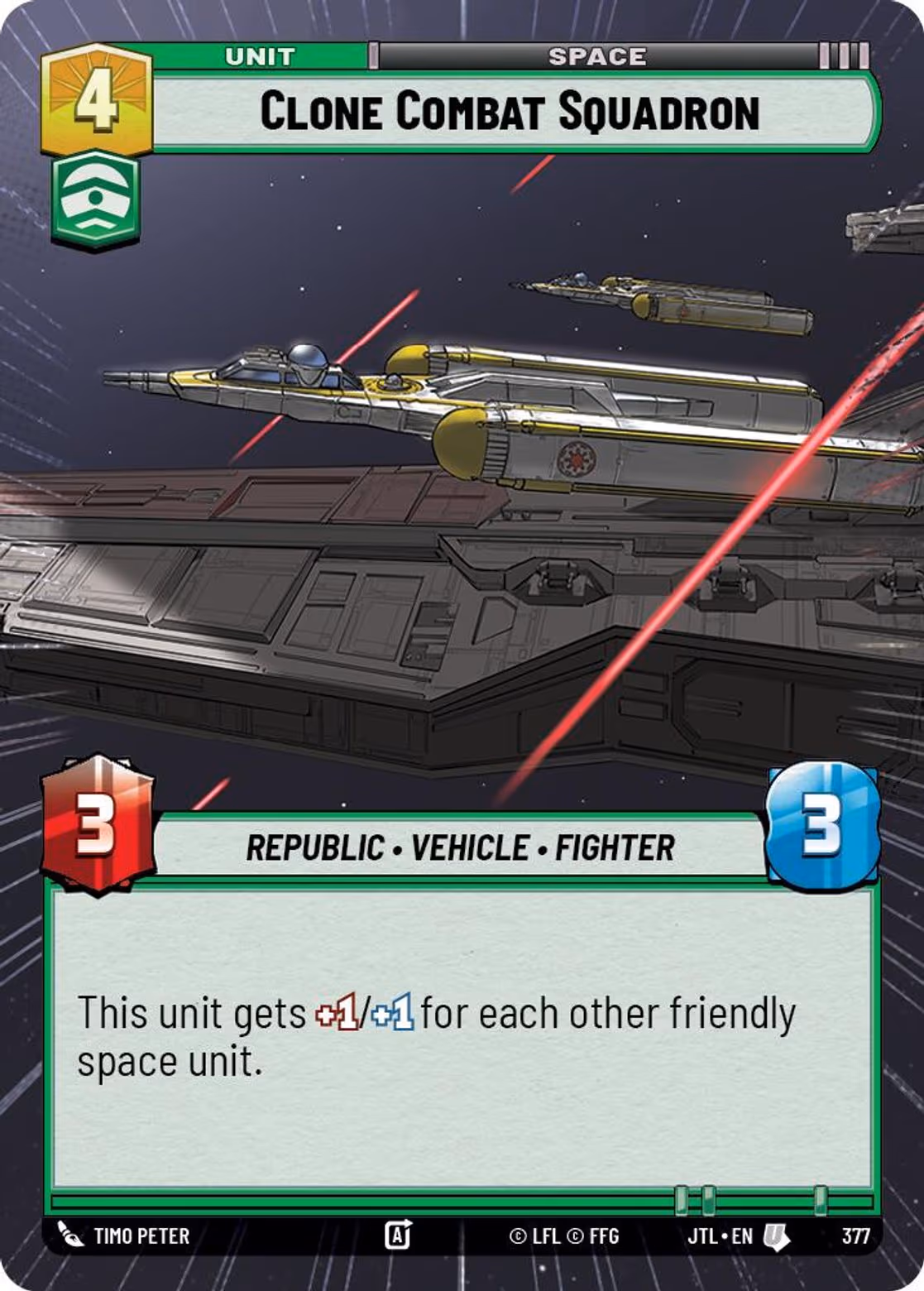 Clone Combat Squadron JTL-377 Hyperspace Star Wars Unlimited card