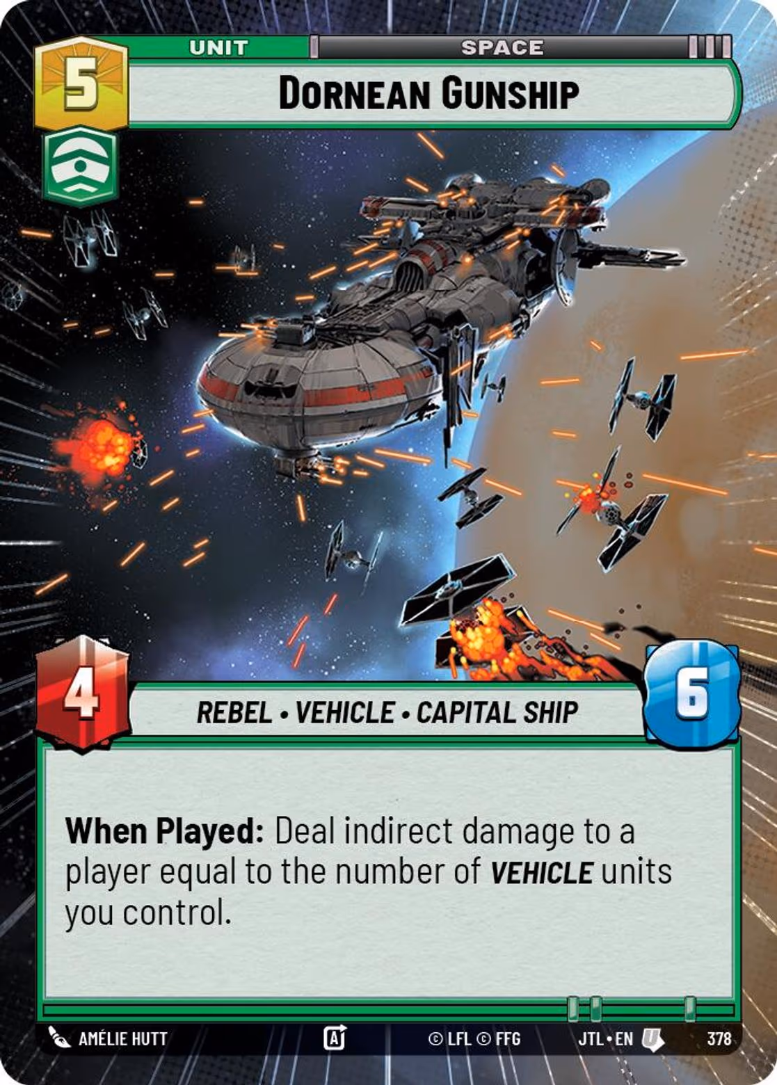 Dornean Gunship JTL-378 Hyperspace Star Wars Unlimited card