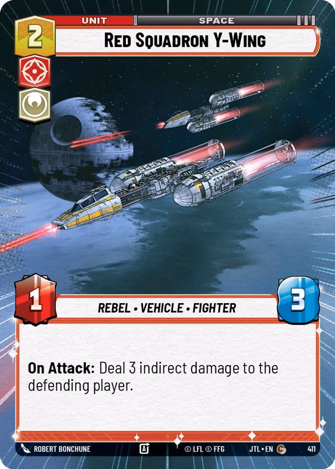 Red Squadron Y-Wing JTL-411 Hyperspace Star Wars Unlimited card