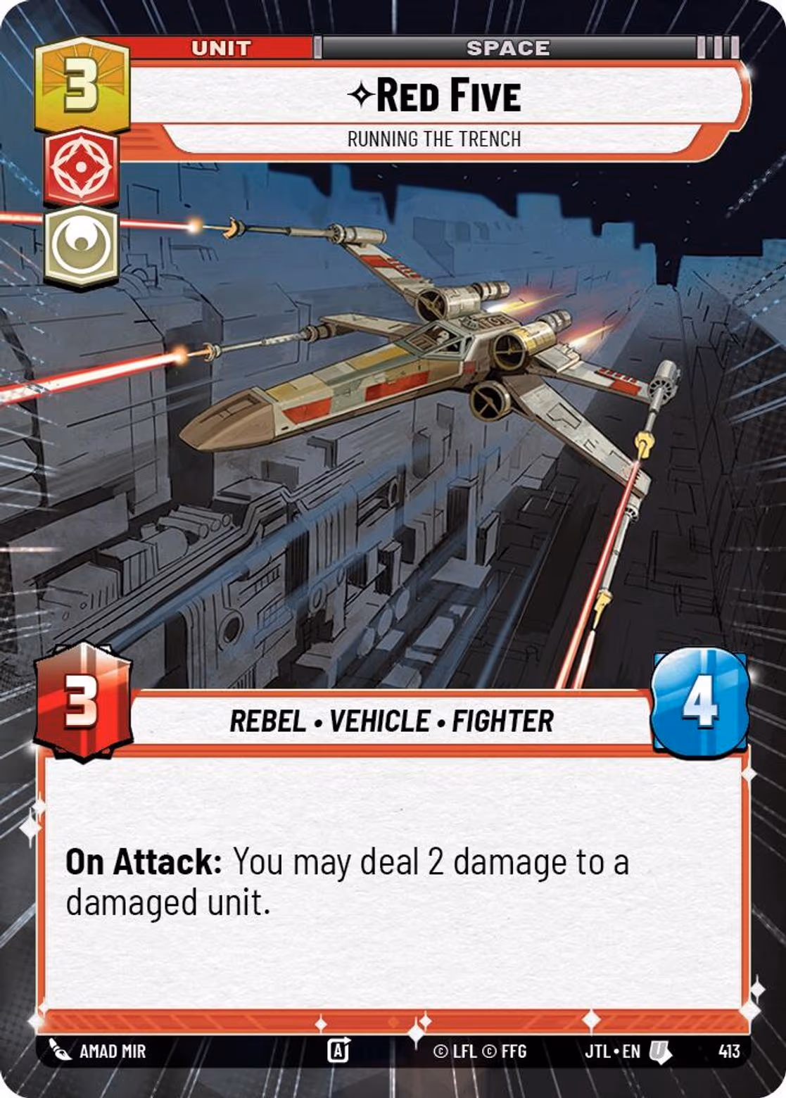 Red Five - Running the Trench JTL-413 Hyperspace Star Wars Unlimited card