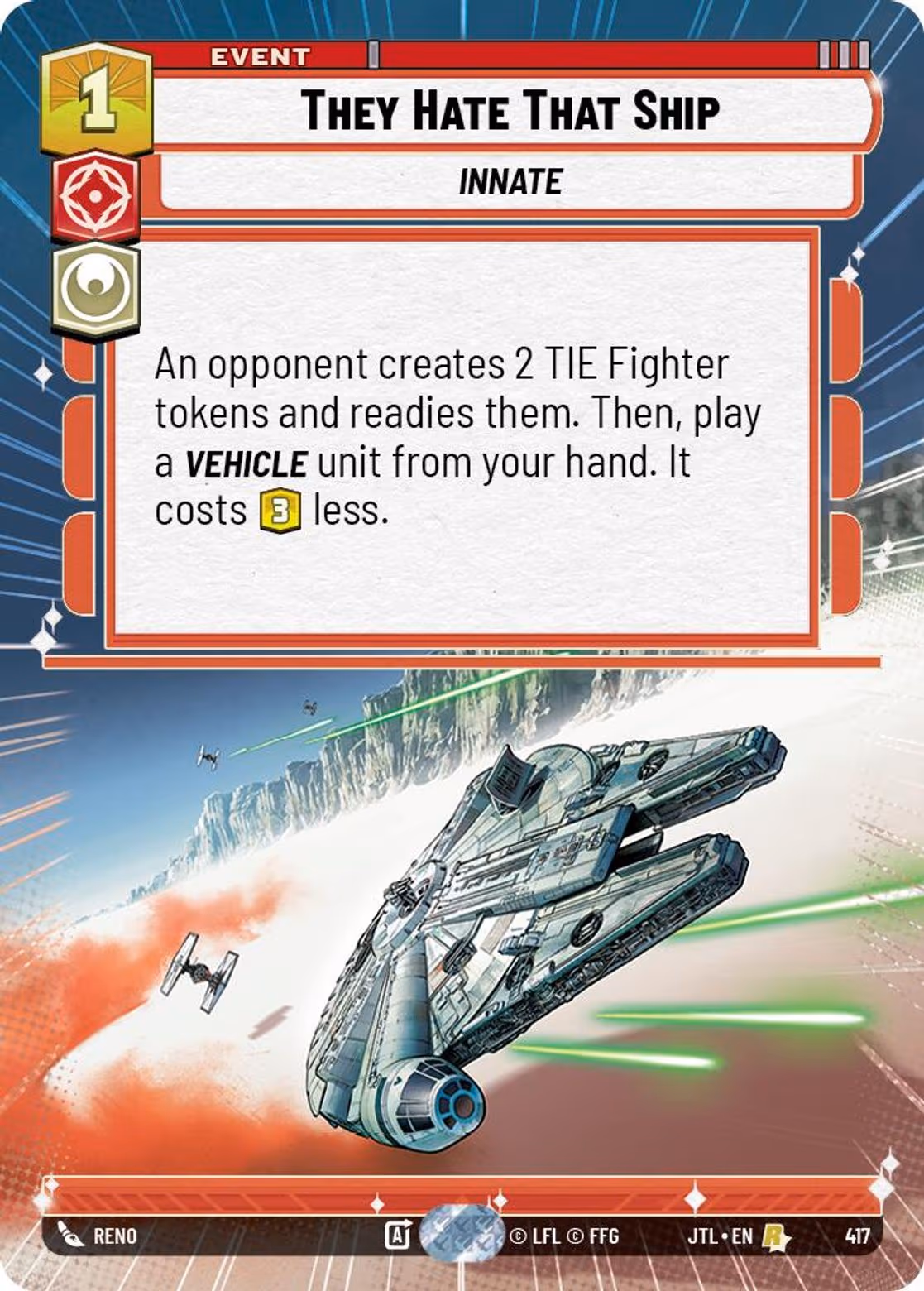 They Hate That Ship JTL-417 Hyperspace Star Wars Unlimited card