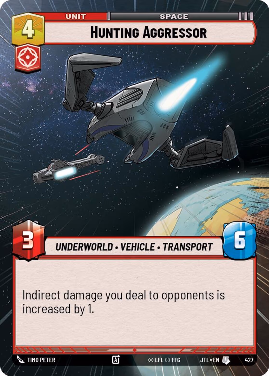 Hunting Aggressor JTL-427 Hyperspace Star Wars Unlimited card