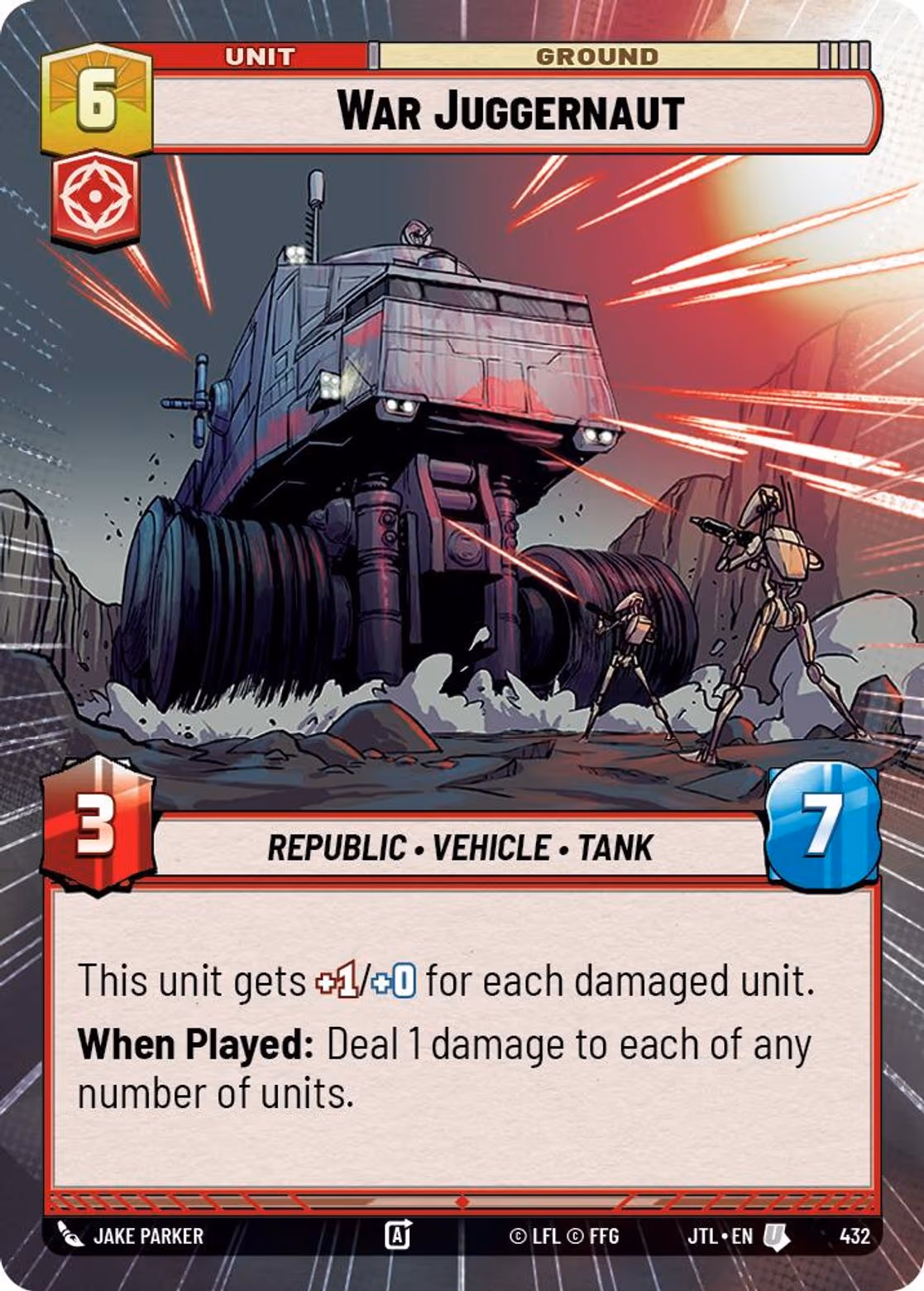 War Juggernaut JTL-432 Hyperspace Star Wars Unlimited card
