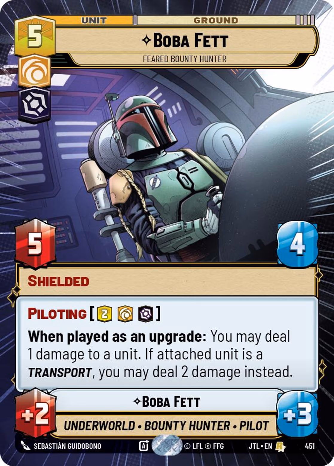 Boba Fett - Feared Bounty Hunter JTL-451 Hyperspace Star Wars Unlimited card