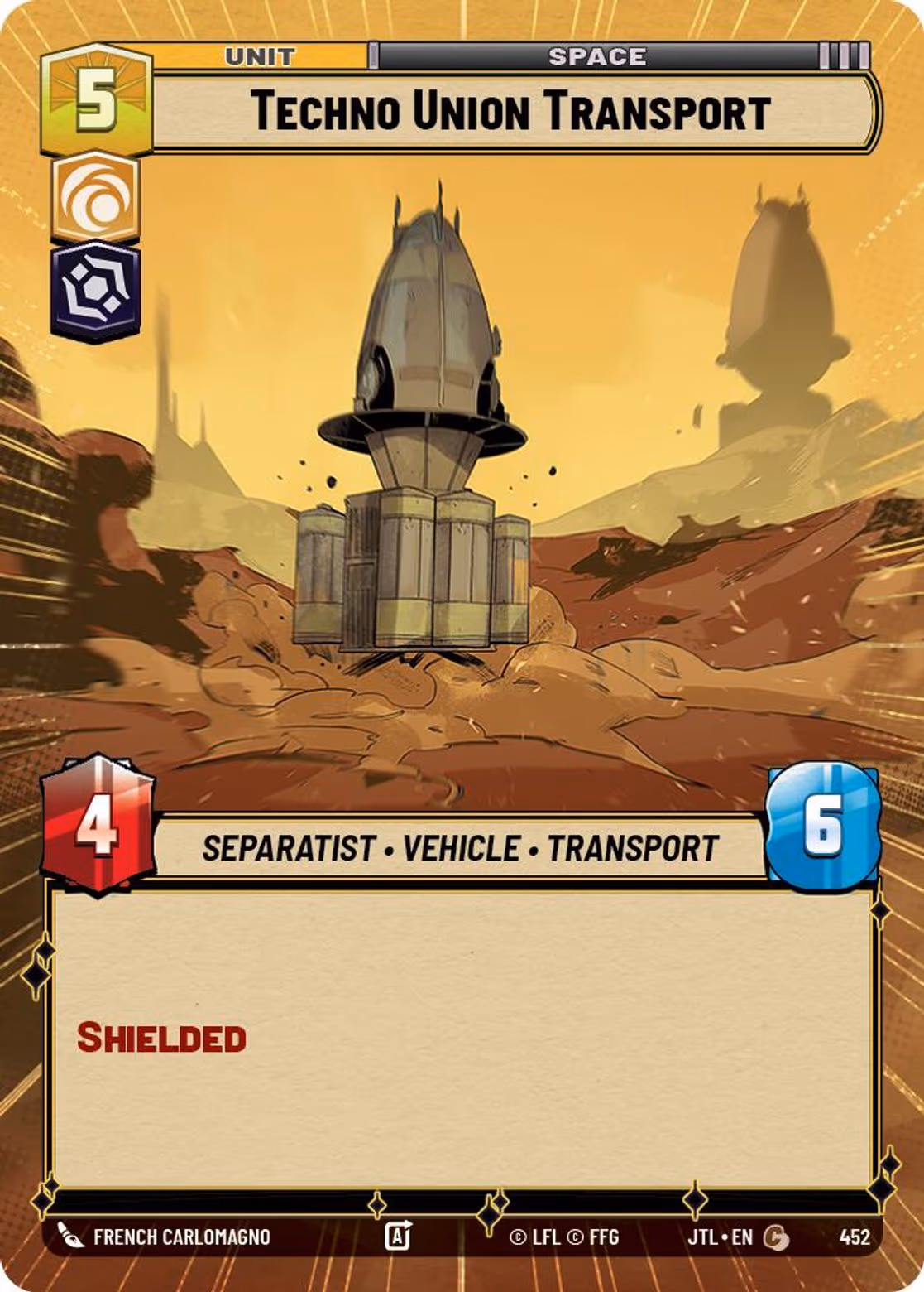 Techno Union Transport JTL-452 Hyperspace Star Wars Unlimited card
