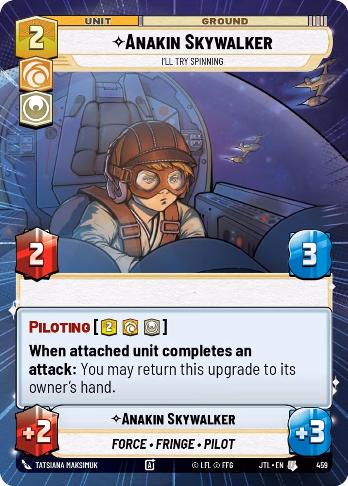 Anakin Skywalker - I'll Try Spinning JTL-459 Hyperspace Star Wars Unlimited card