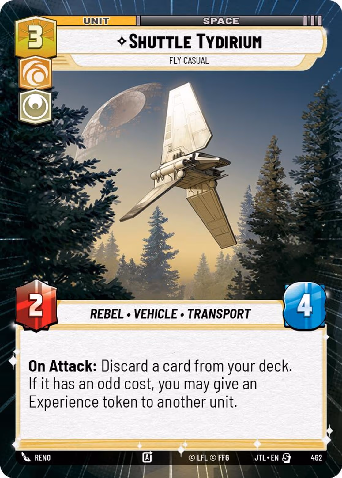 Shuttle Tydirium - Fly Casual JTL-462 Hyperspace Star Wars Unlimited card
